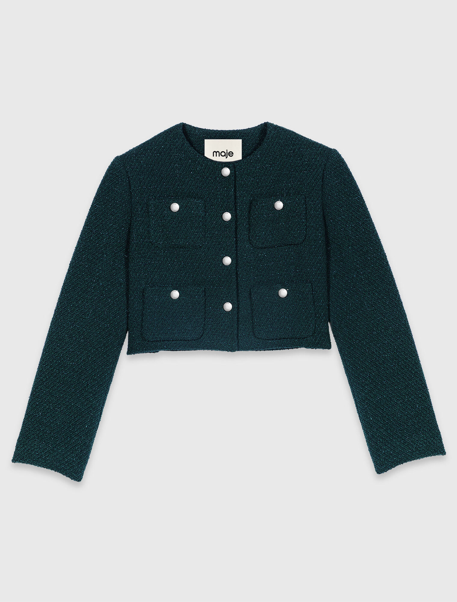 Tweed-Jacke mit Fransenborte