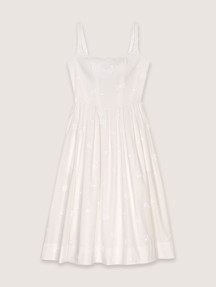 Besticktes Midi-Baumwollkleid