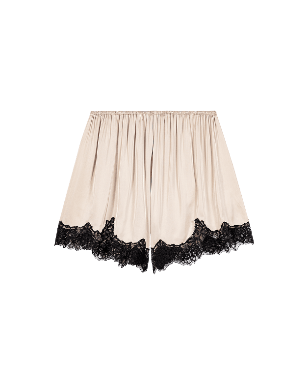Satin-Shorts mit Spitzendetails