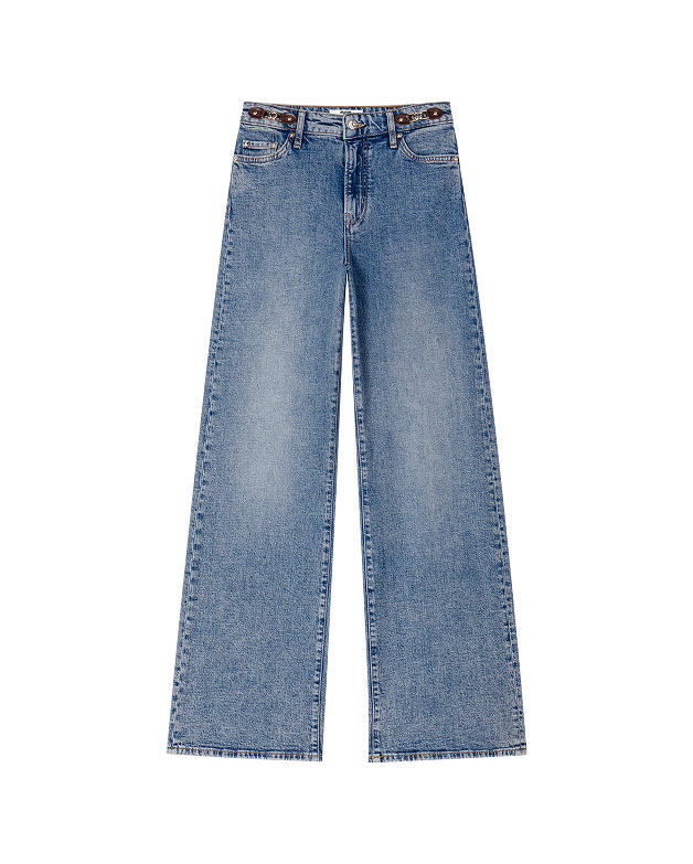 Weite Jeans mit Lederschlaufen