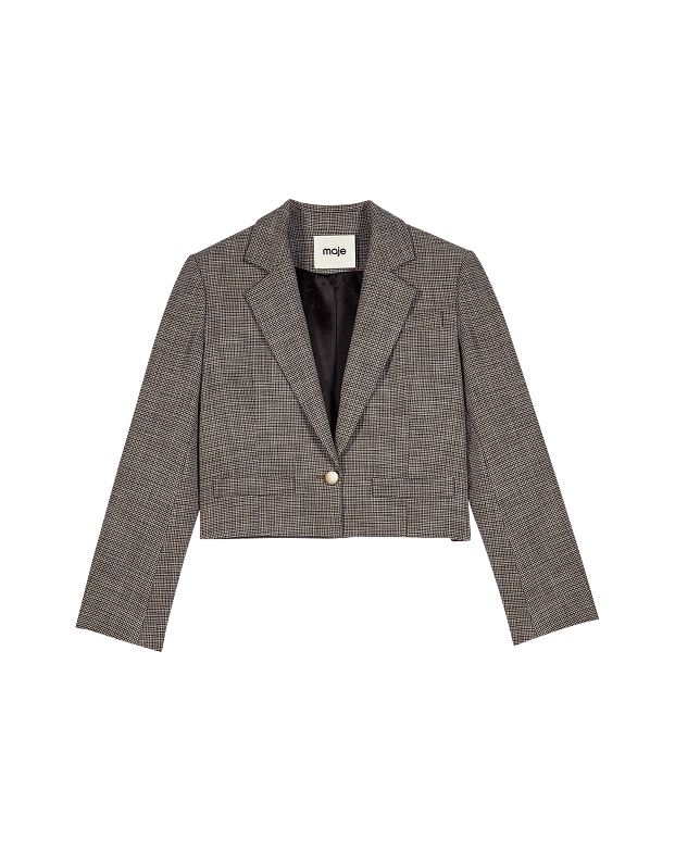 Kurze karierte Blazerjacke