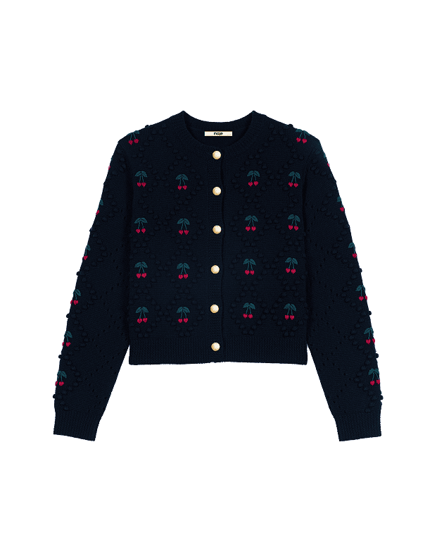 Cardigan mit Kirschstickereien