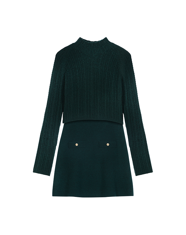 Strickkleid mit abnehmbarem Pullover