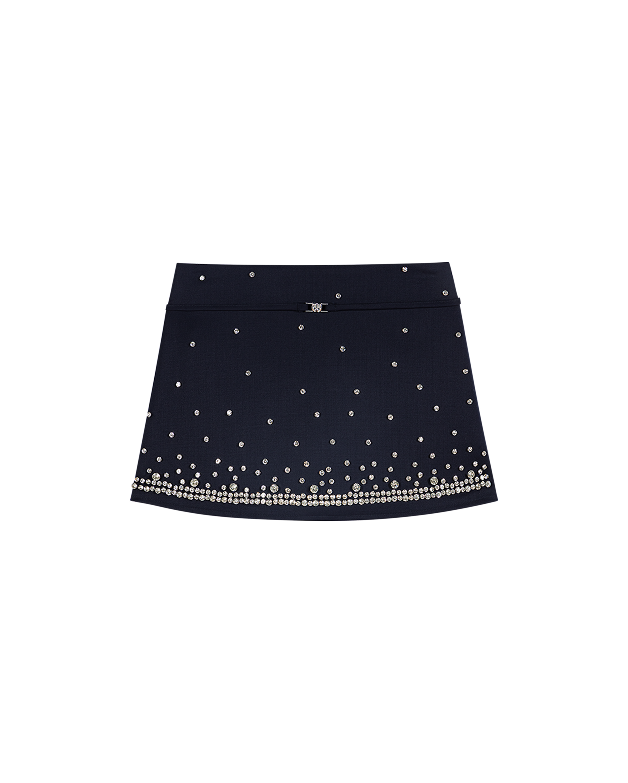 Trompe-l’œil-Shorts mit Strass