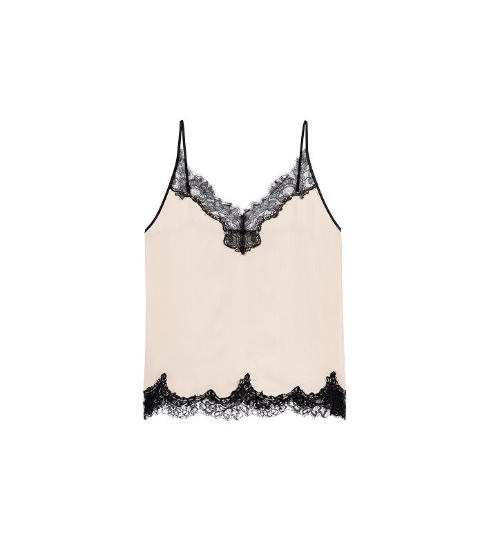 Satin-Top mit Spitzendetails