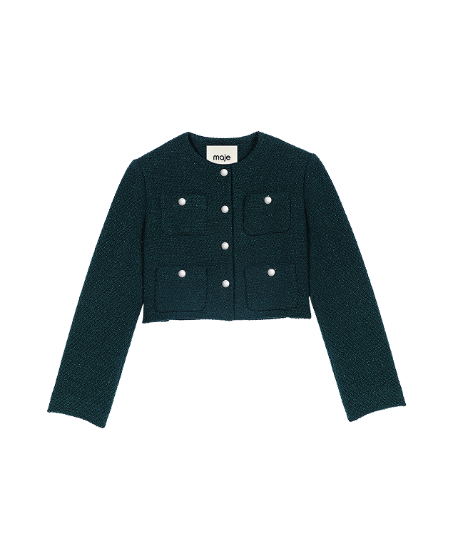 Tweedjacke mit Fransenborten