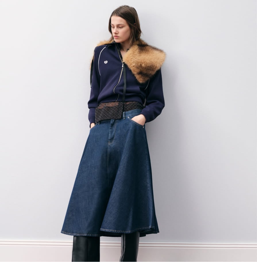 Maje Rockauswahl: Ausgestellter Midi-Jeansrock