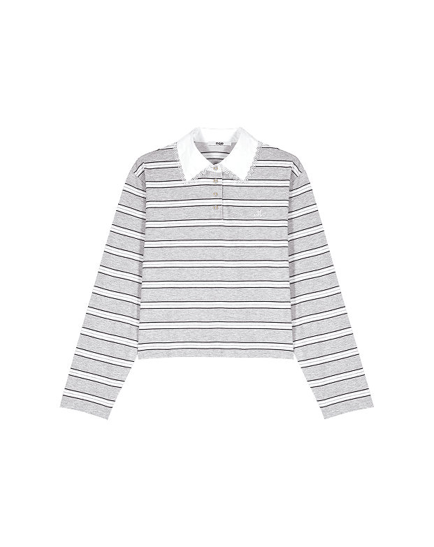 T-Shirt mit besticktem Polokragen