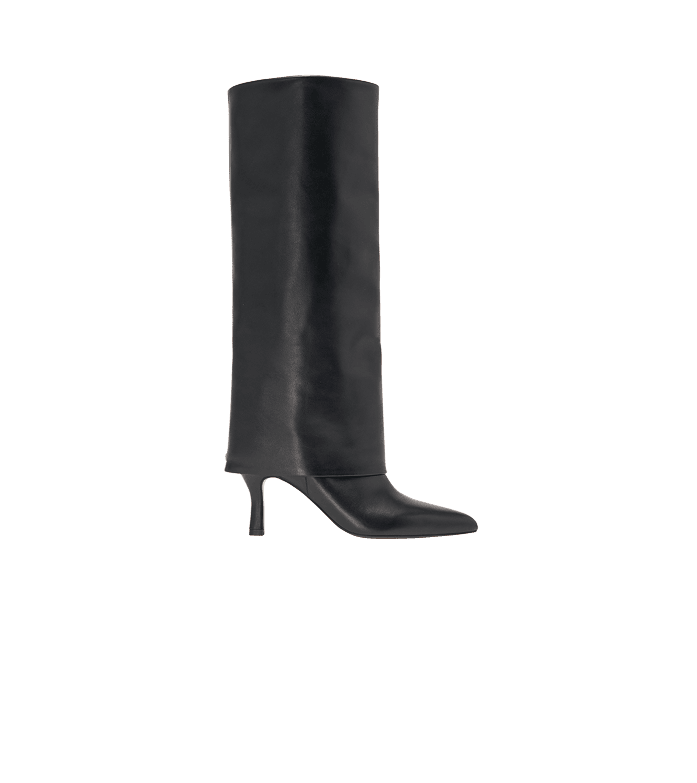 Kniehohe Lederstiefel mit Absatz