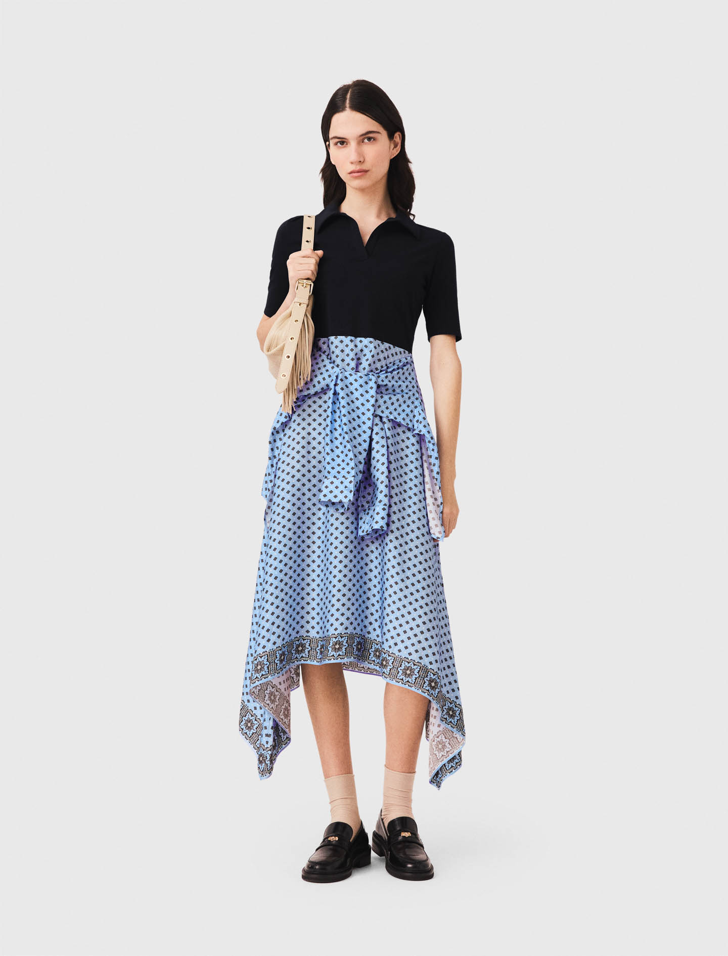 Trompe-l'œil-kleid Mit Foulardrock - Bleu Clair Loungewear - Größe 32 - Maje