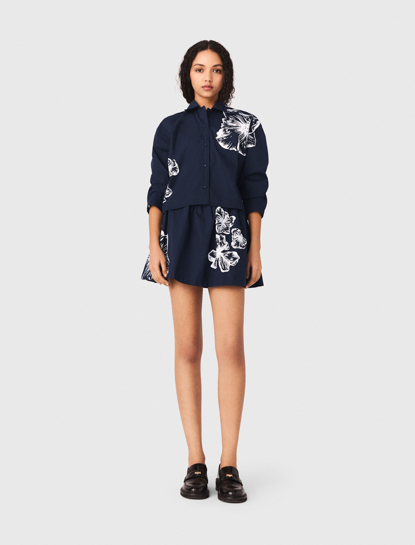 Kurze Bluse Aus Baumwolle - Marineblau - Größe 34 - Maje