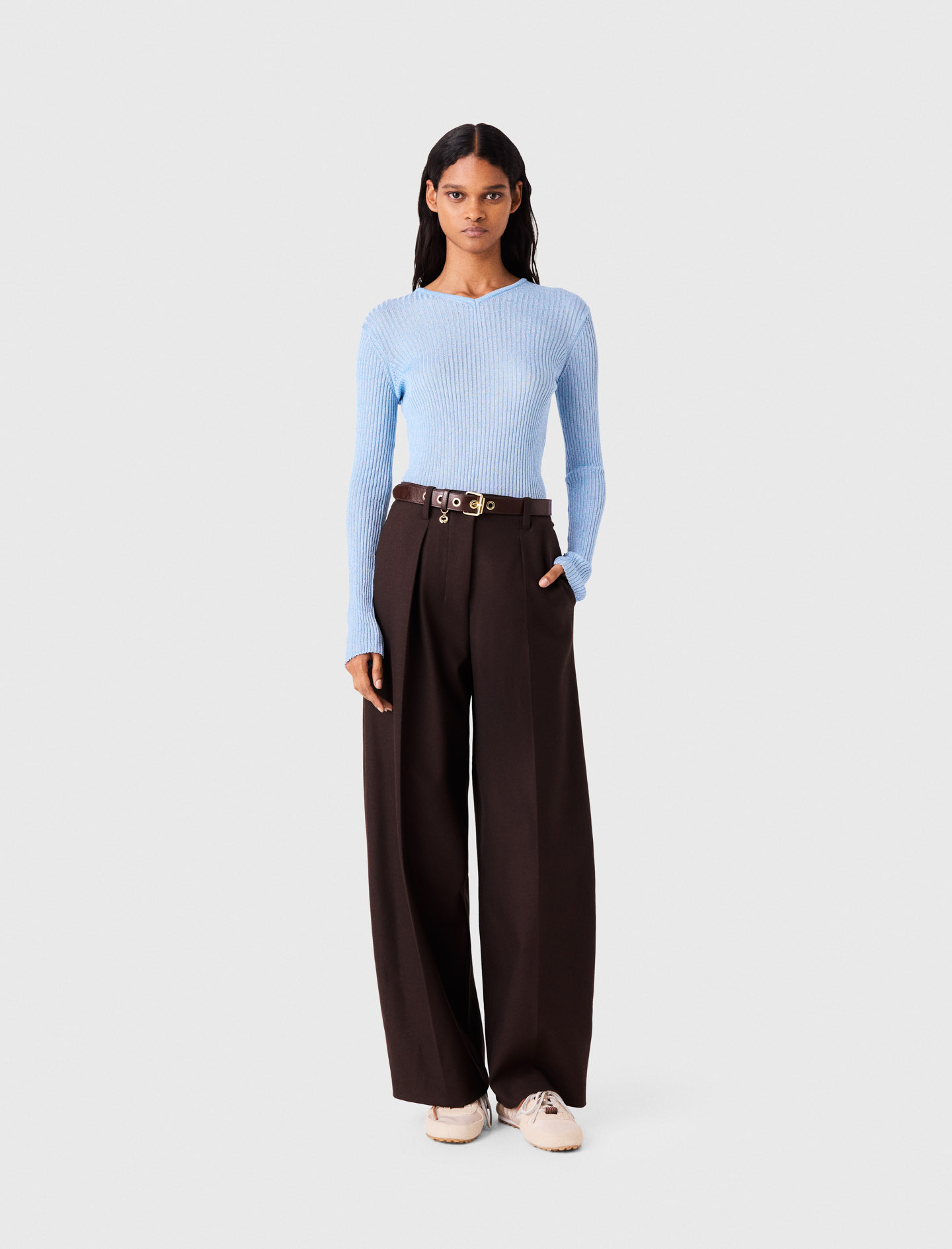 Pullover Aus Lurex-strick - Blau - Größe 38 - Maje
