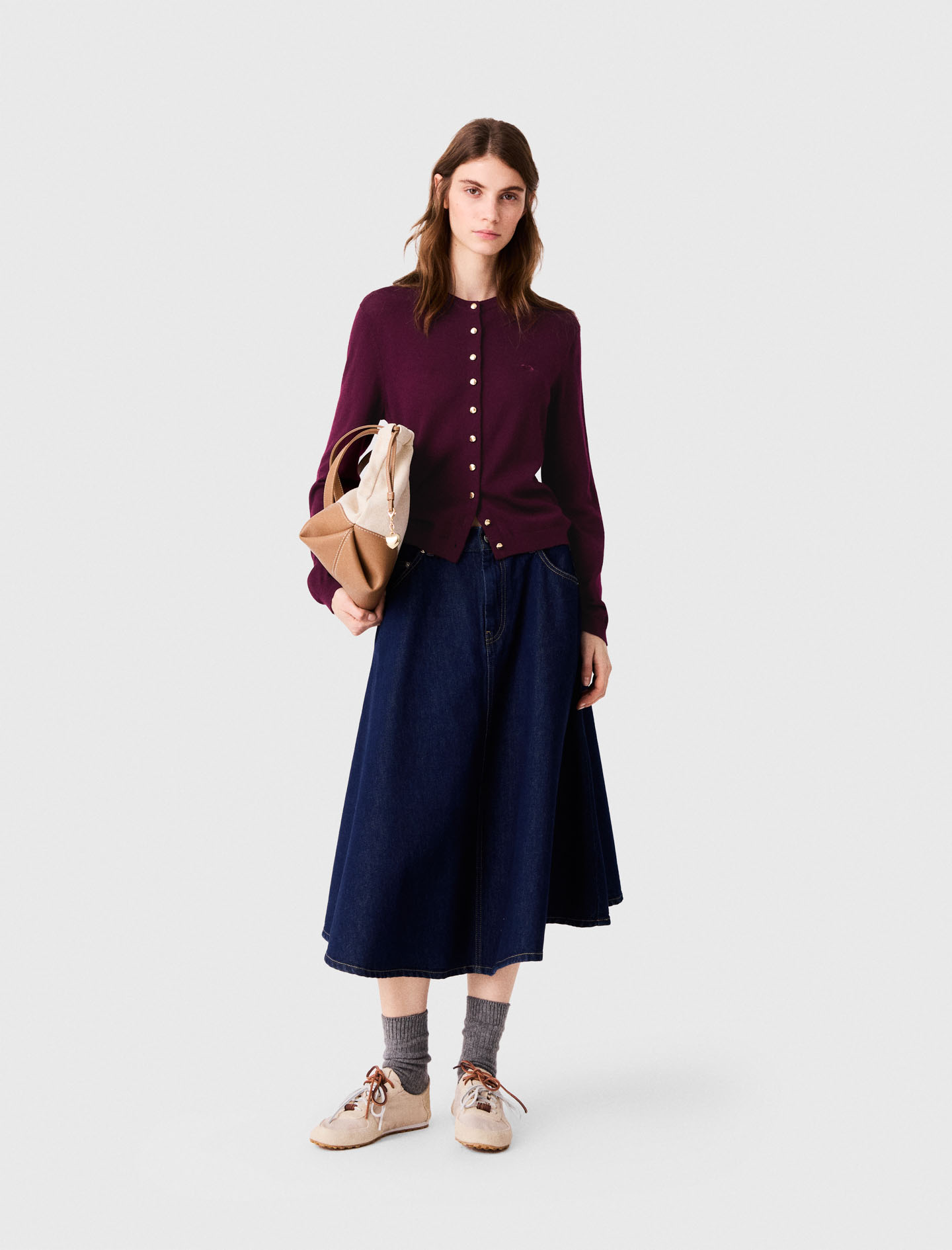 Cardigan Mit Gesticktem Logo - Aubergine - Größe 36 - Maje