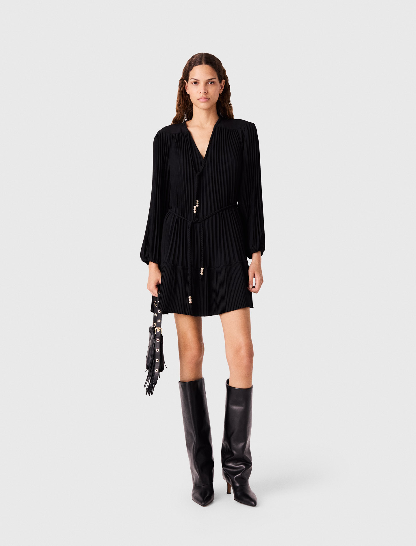 Kurzes Plissee-kleid - Schwarz - Größe 38 - Maje