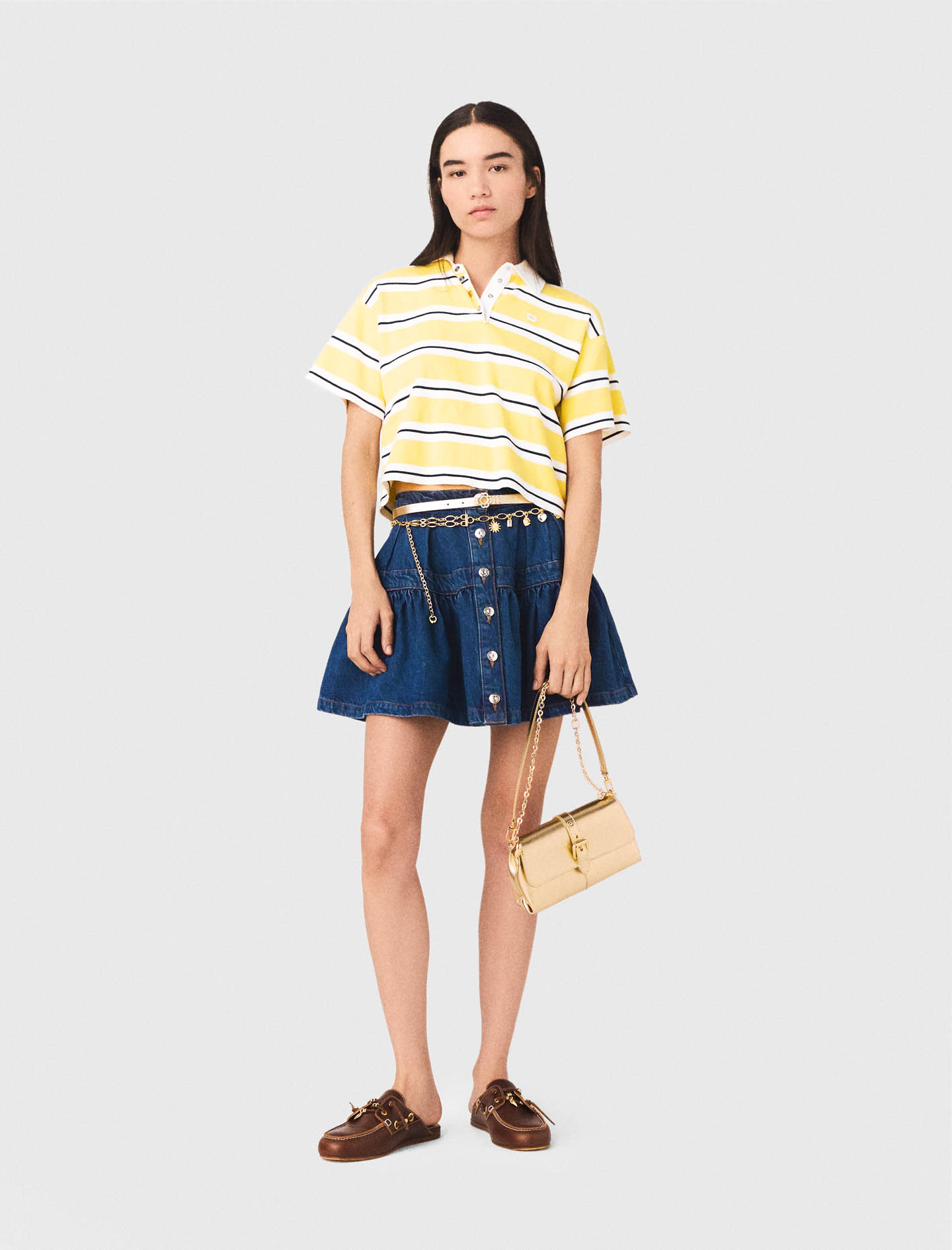 Gestreiftes Kurzarm-poloshirt - Gelb - Größe 38 - Maje