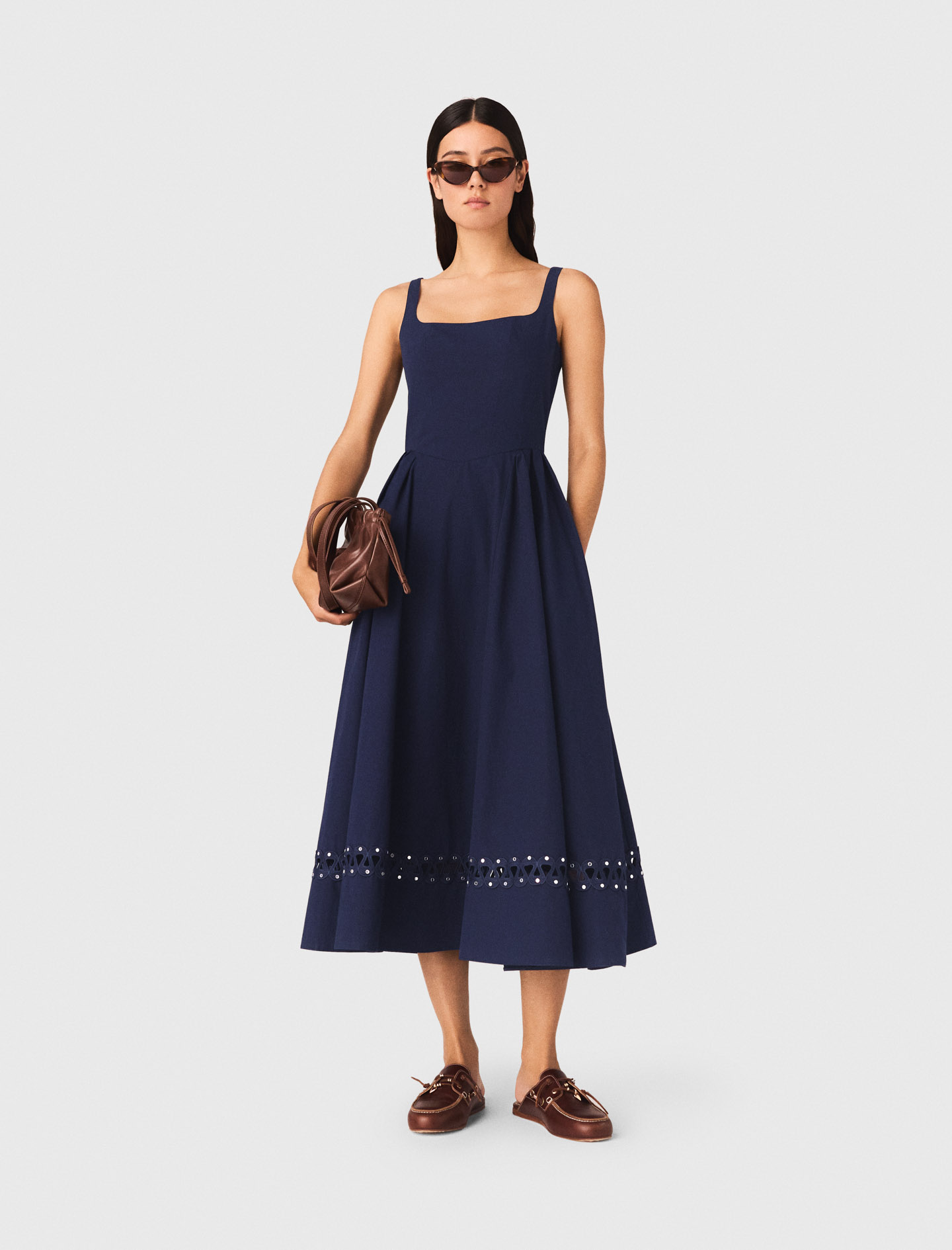 Ausgestelltes Midikleid - Marineblau - Größe 34 - Maje