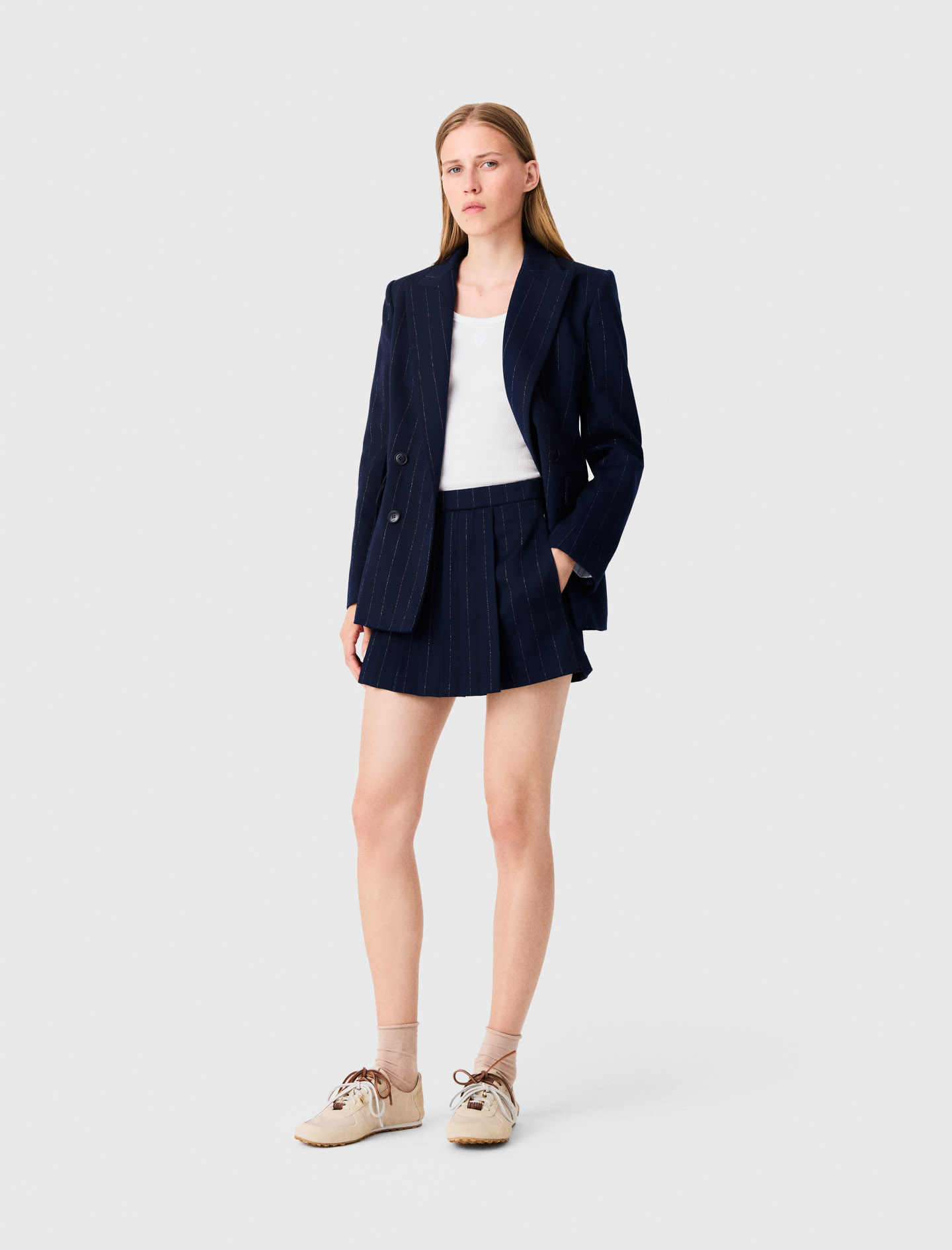 Maßgeschneiderte Shorts Mit Lurex - Marineblau - Größe 38 - Maje