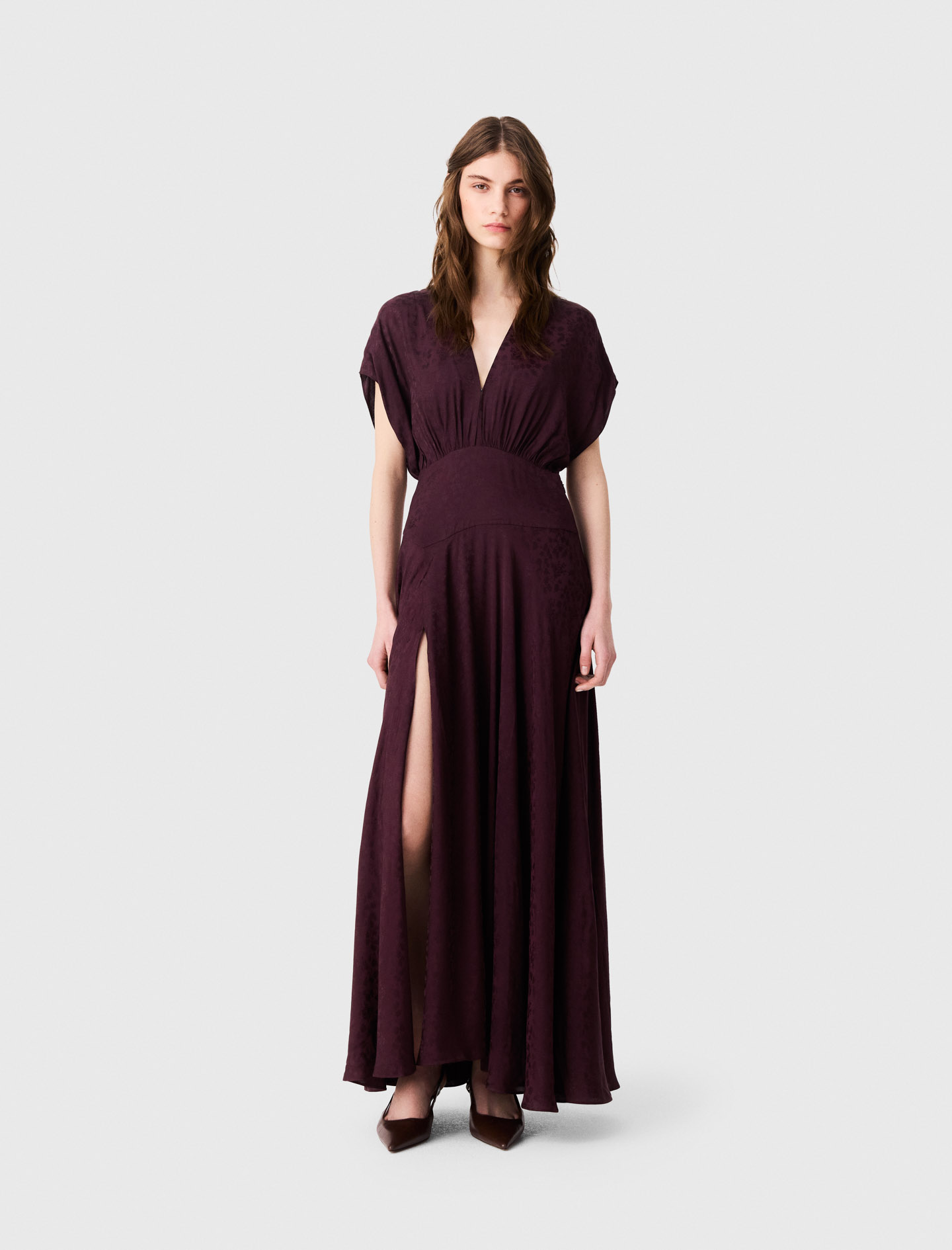 Langes Kleid Mit Jacquard-print - Rot Bordeaux - Größe 36 - Maje
