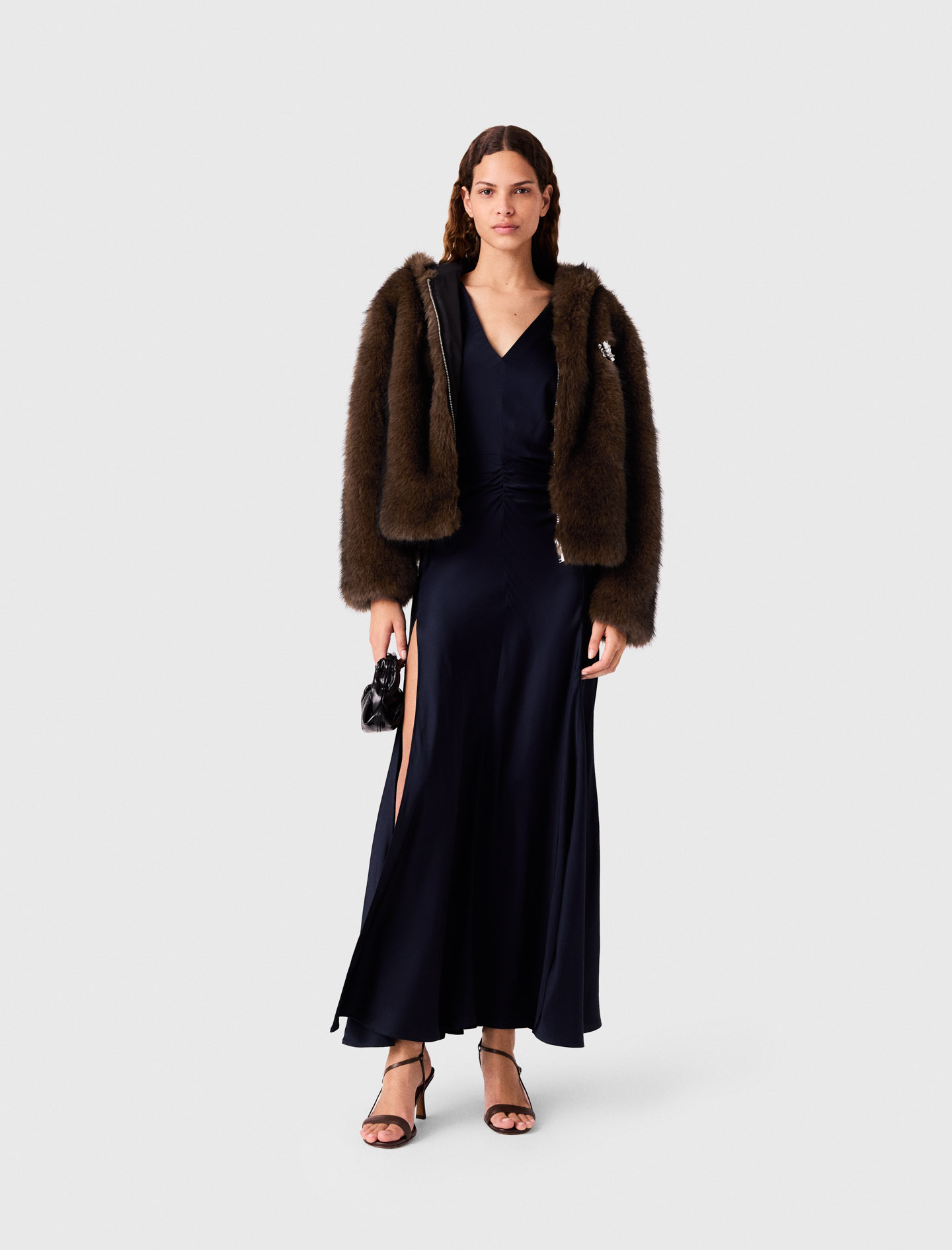 Oversize-blouson Aus Kunstpelz - Braun - Größe 34 - Maje