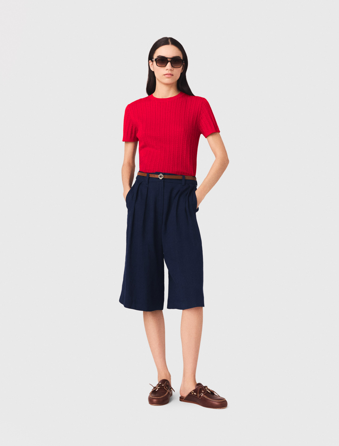 Bermudashorts Aus Leinenmischung - Marineblau - Größe 36 - Maje
