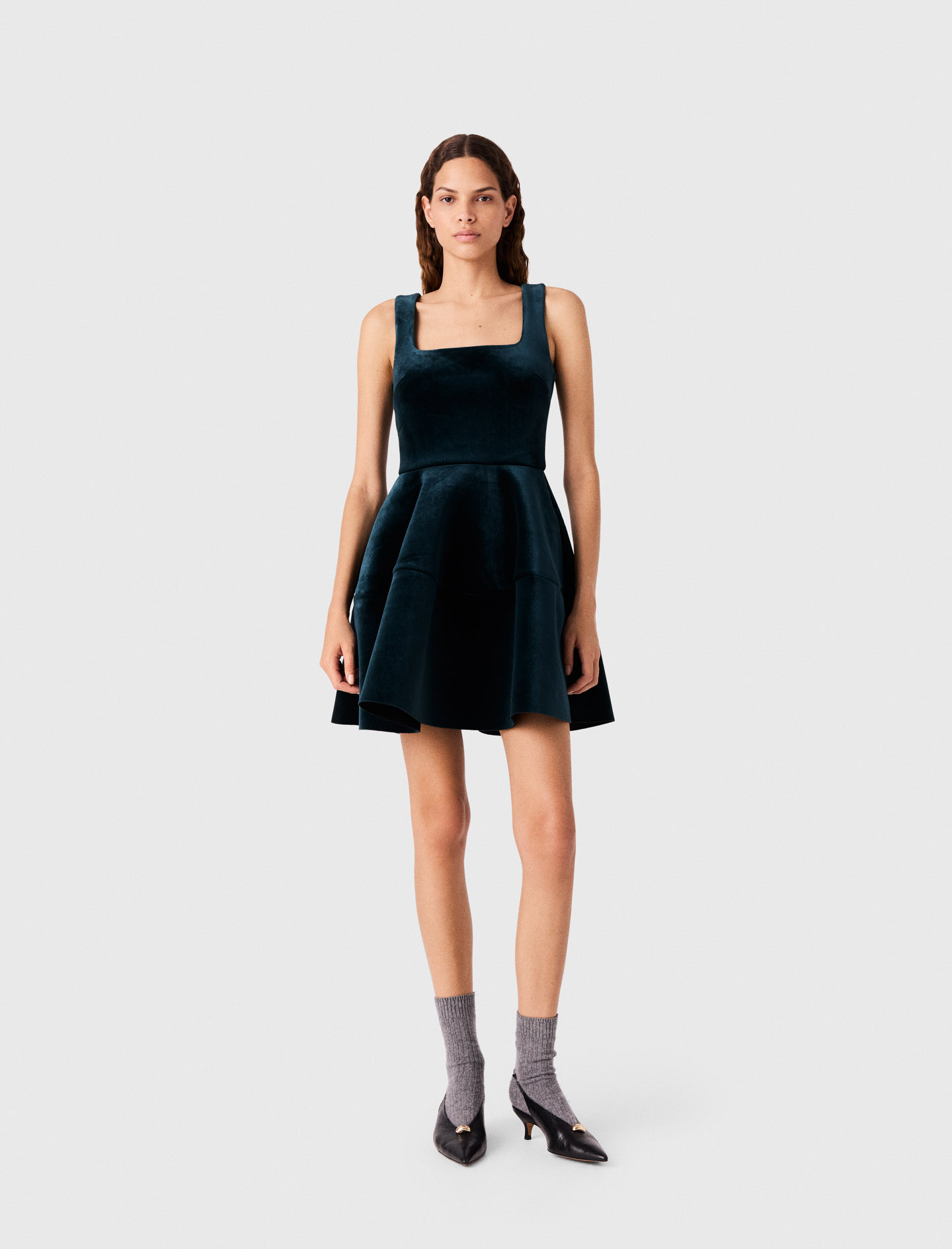 Skaterkleid Aus Samt - Flaschengrün - Größe 36 - Maje