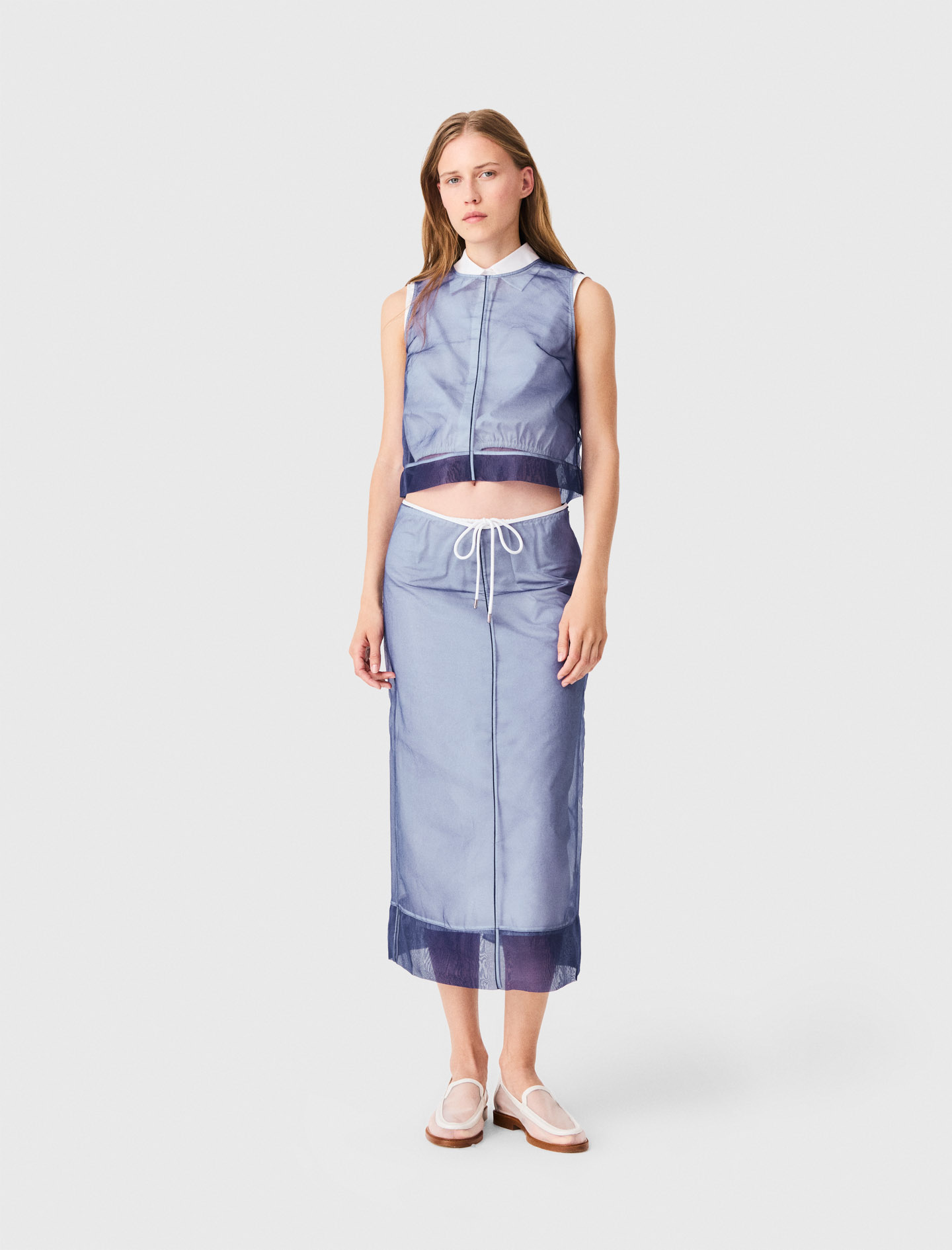 Baumwollrock, Abnehmbarer Organza - Blau - Größe 38 - Maje