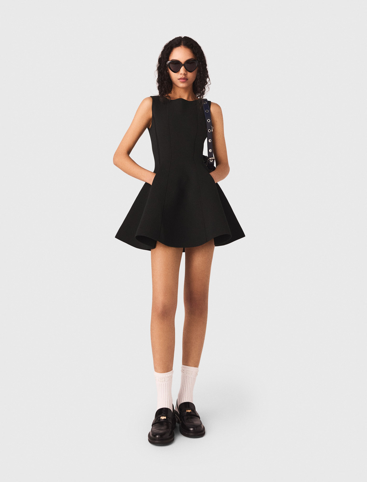 Skaterkleid Mit Schmuckknoten - Schwarz - Größe 34 - Maje