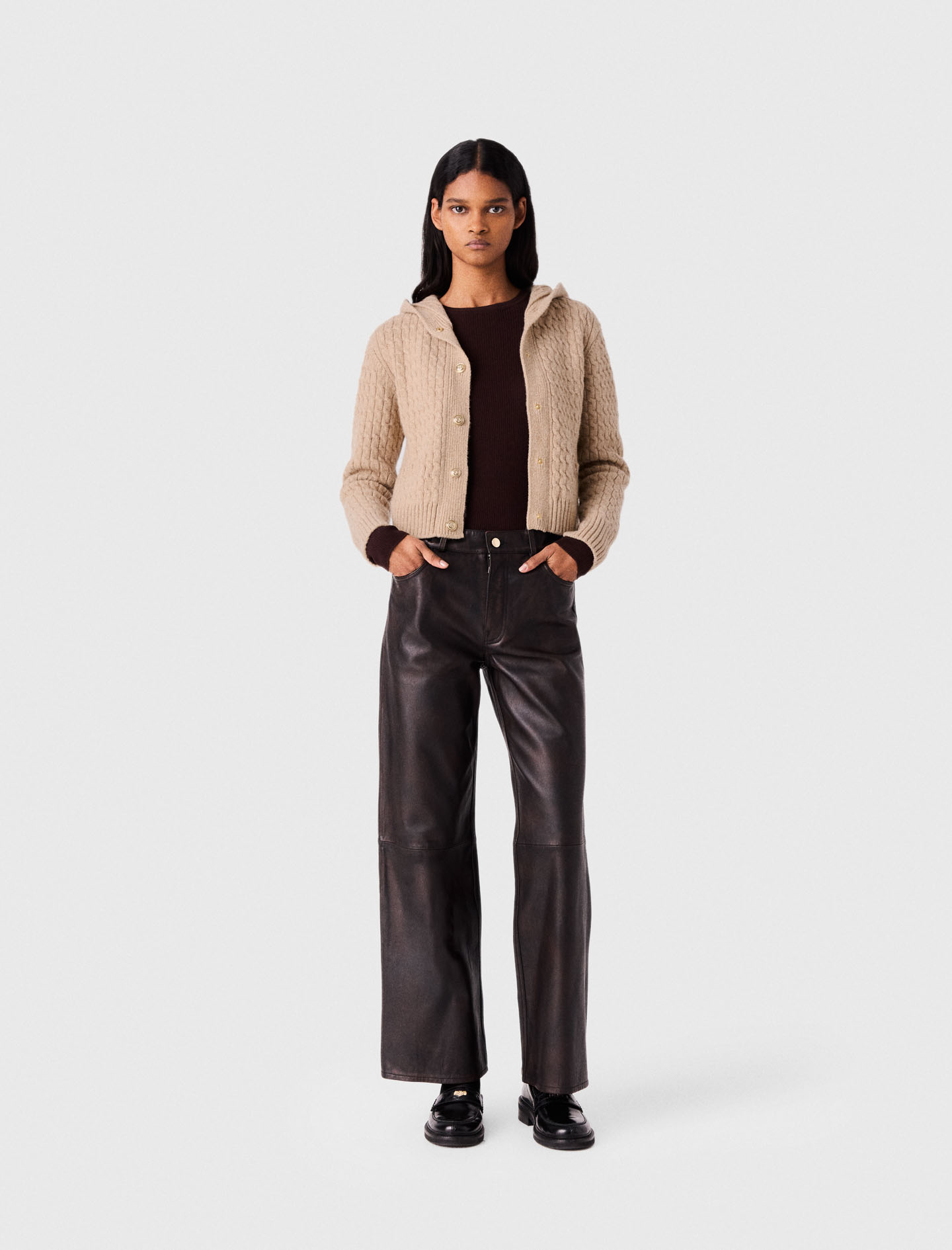 Cardigan Mit Kapuze - Beige - Größe 36 - Maje