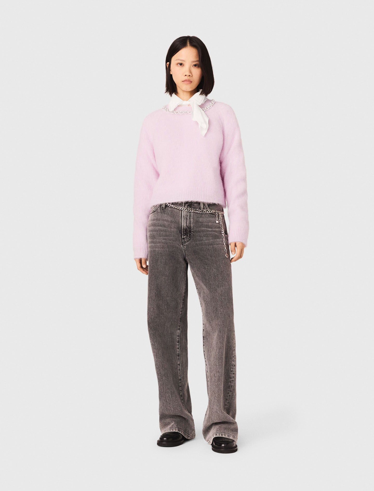 Abnehmbarer Schmuckkragen-pullover - Rosa - Größe 32 - Maje