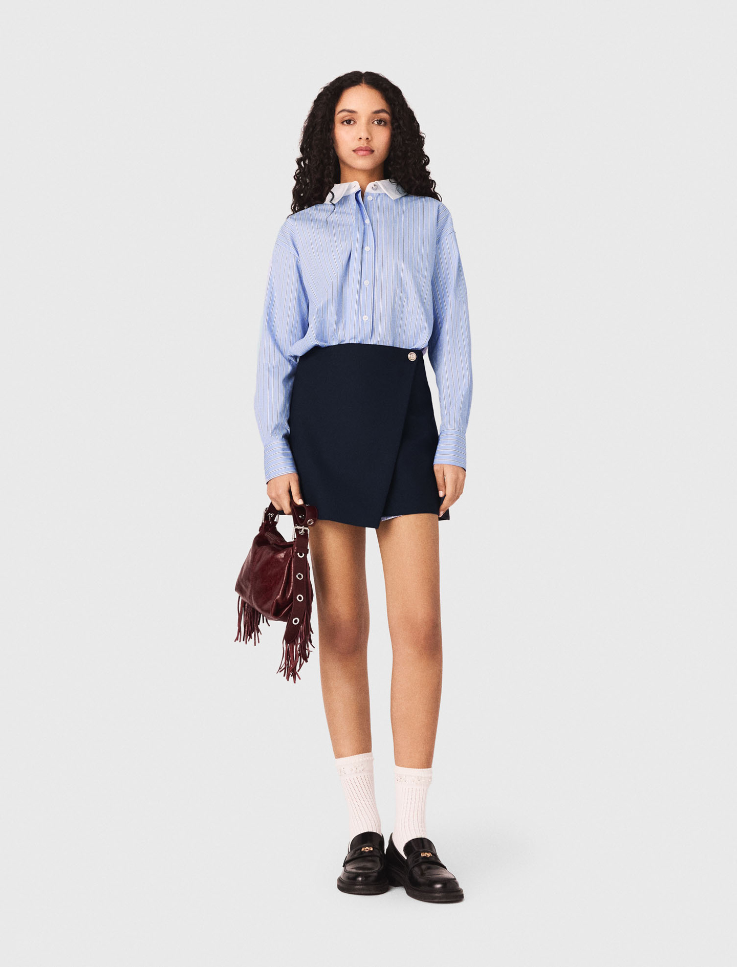 2-in-1-hemdblusenkleid - Blau - Größe 36 - Maje