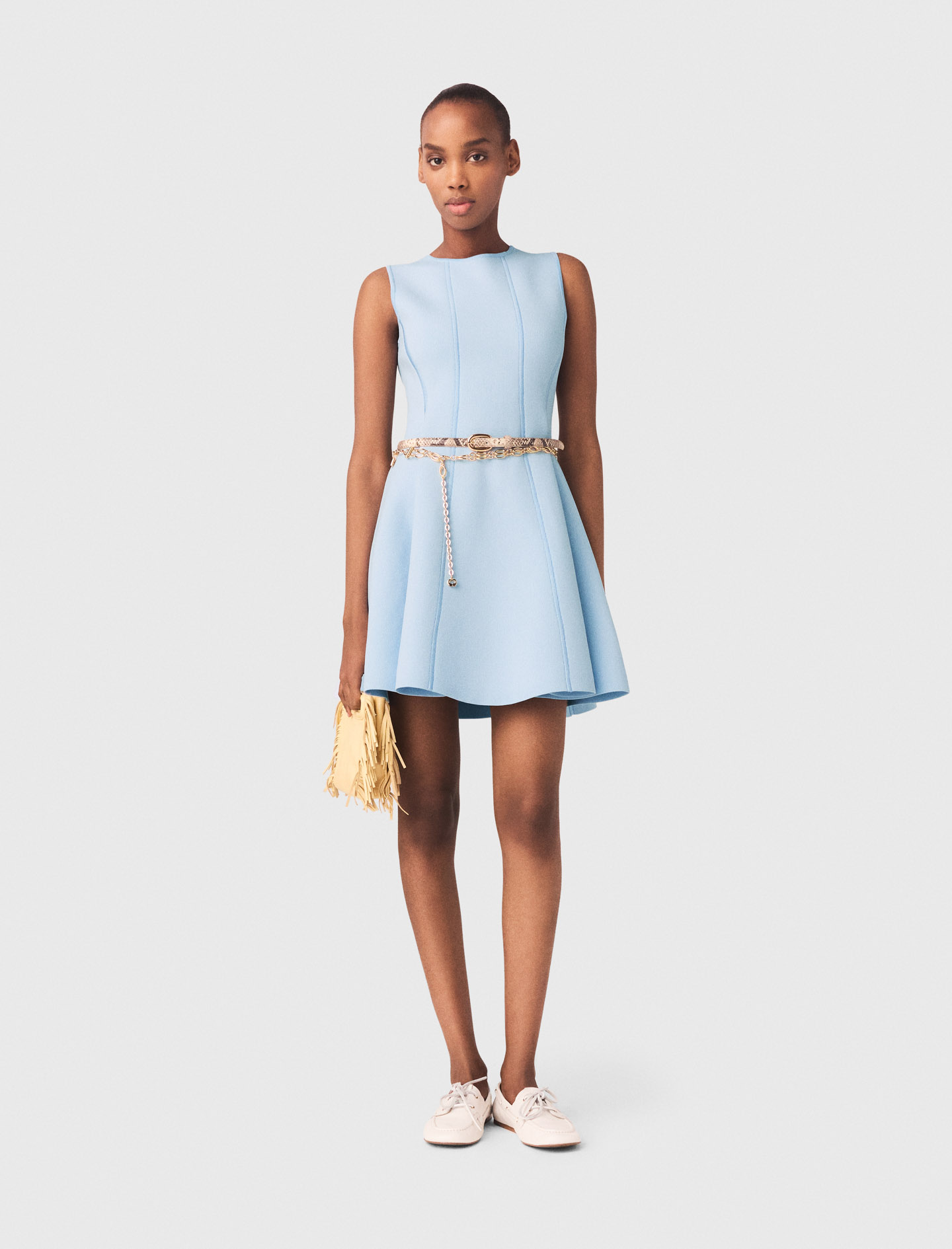 Skaterkleid Mit Schmuckknoten - Blau - Größe 40 - Maje