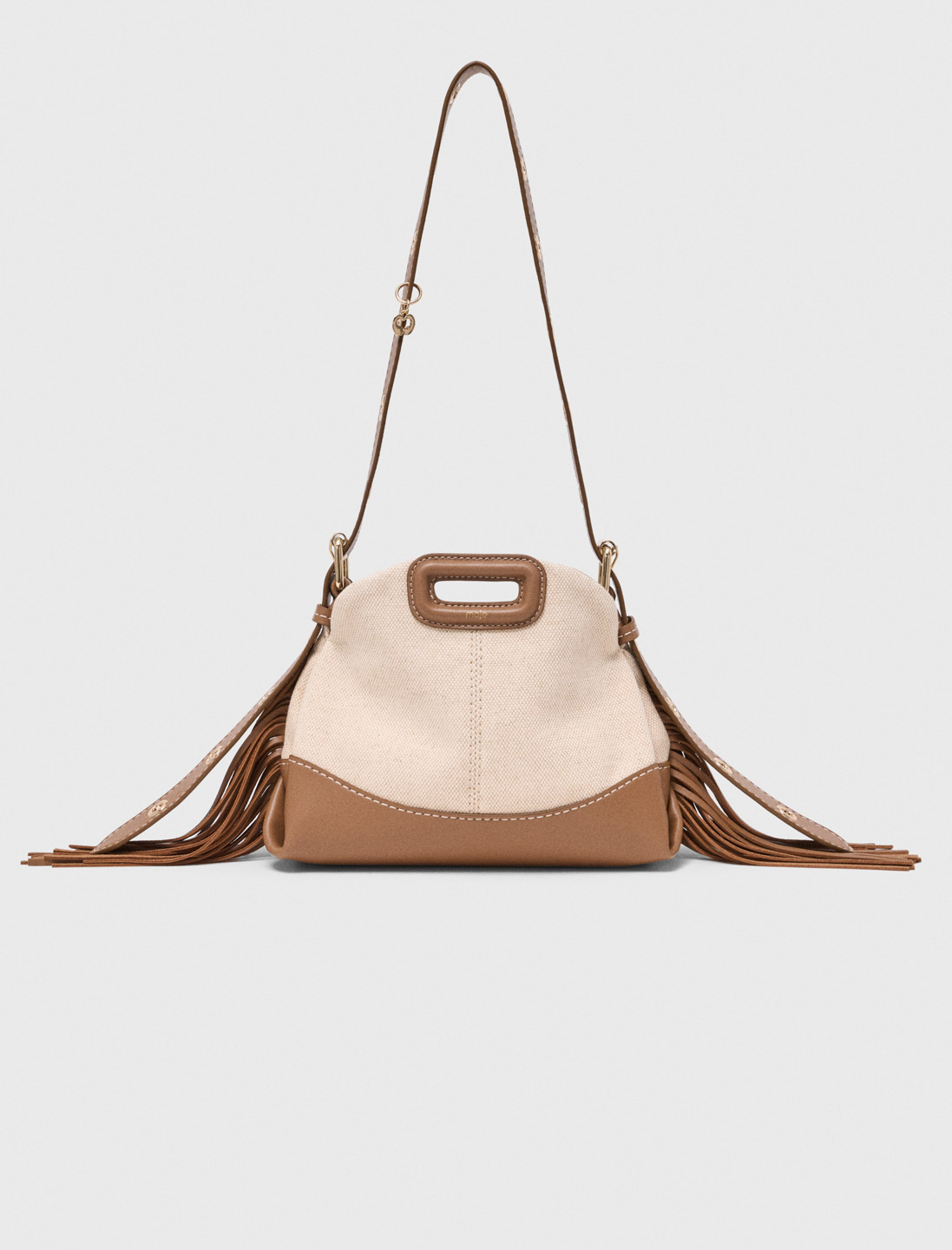 Tasche Miss M Mini, Canvas & Leder Ecru/Mocha für Damen | Maje