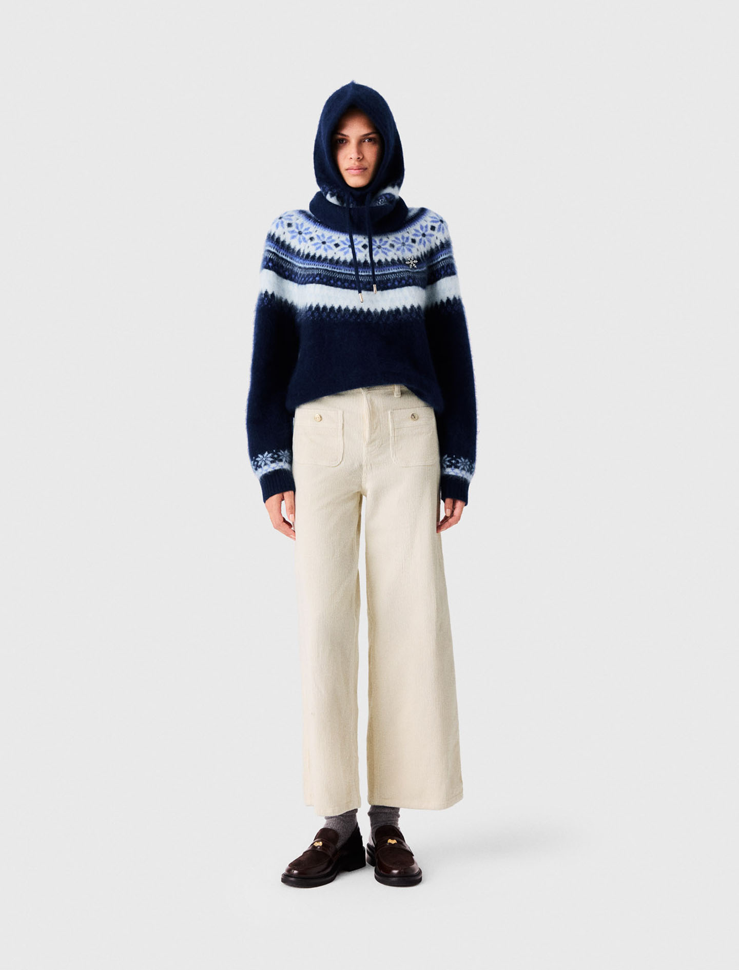 Weite Cordhose - Ecru - Größe 38 - Maje