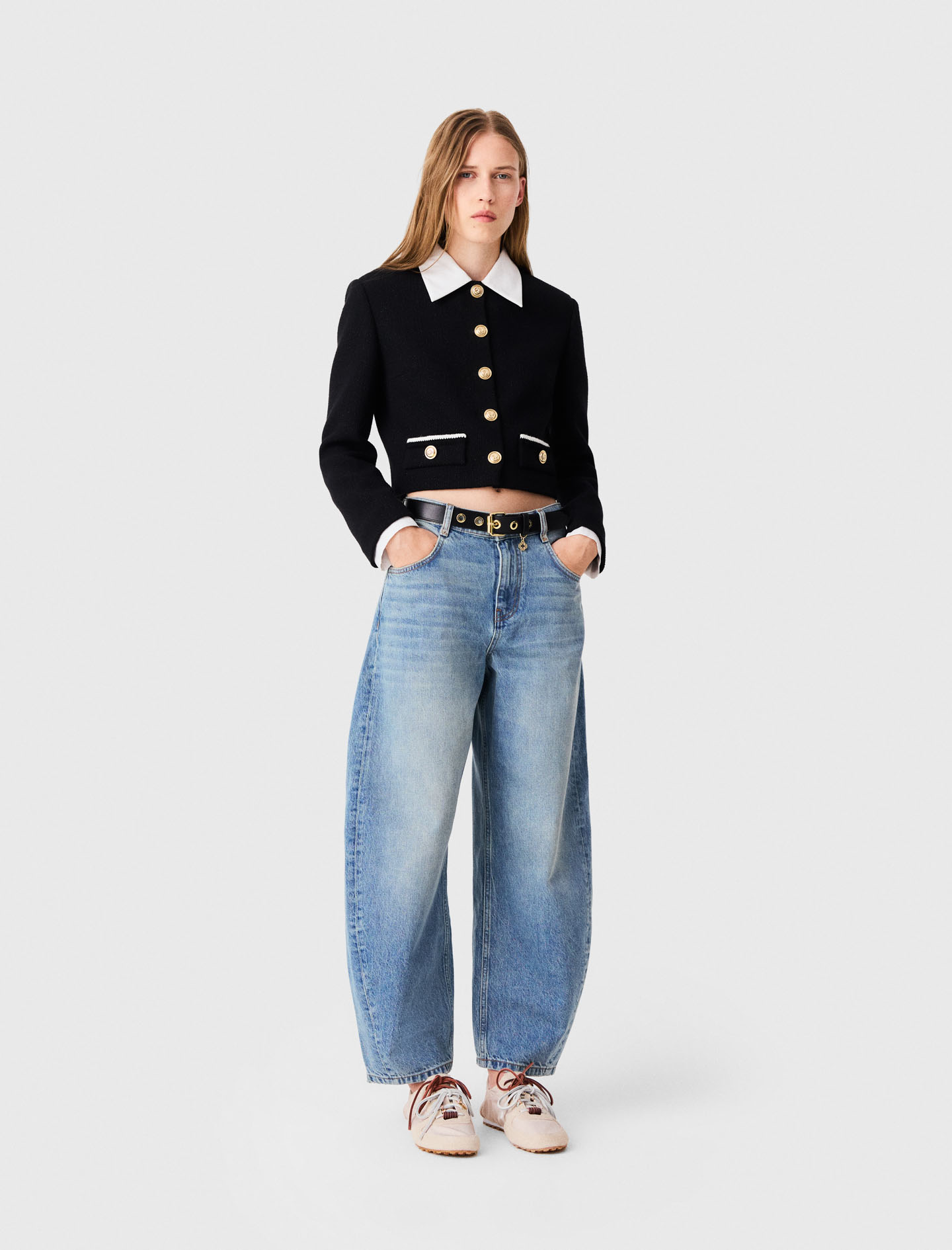 Kurze Tweedjacke - Schwarz - Größe 36 - Maje