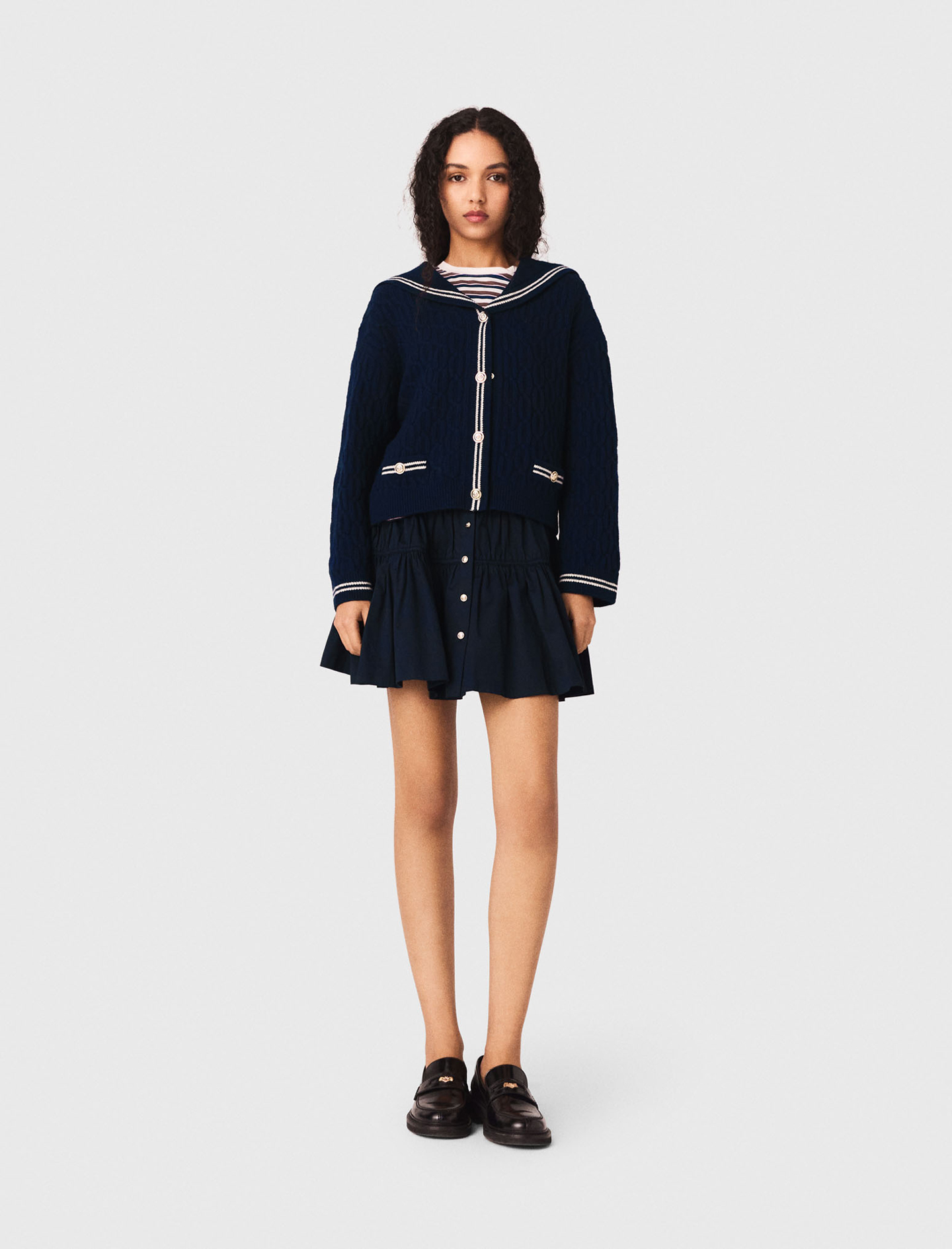 Zopf-cardigan Mit U-boot-ausschnitt - Marineblau - Größe 34 - Maje