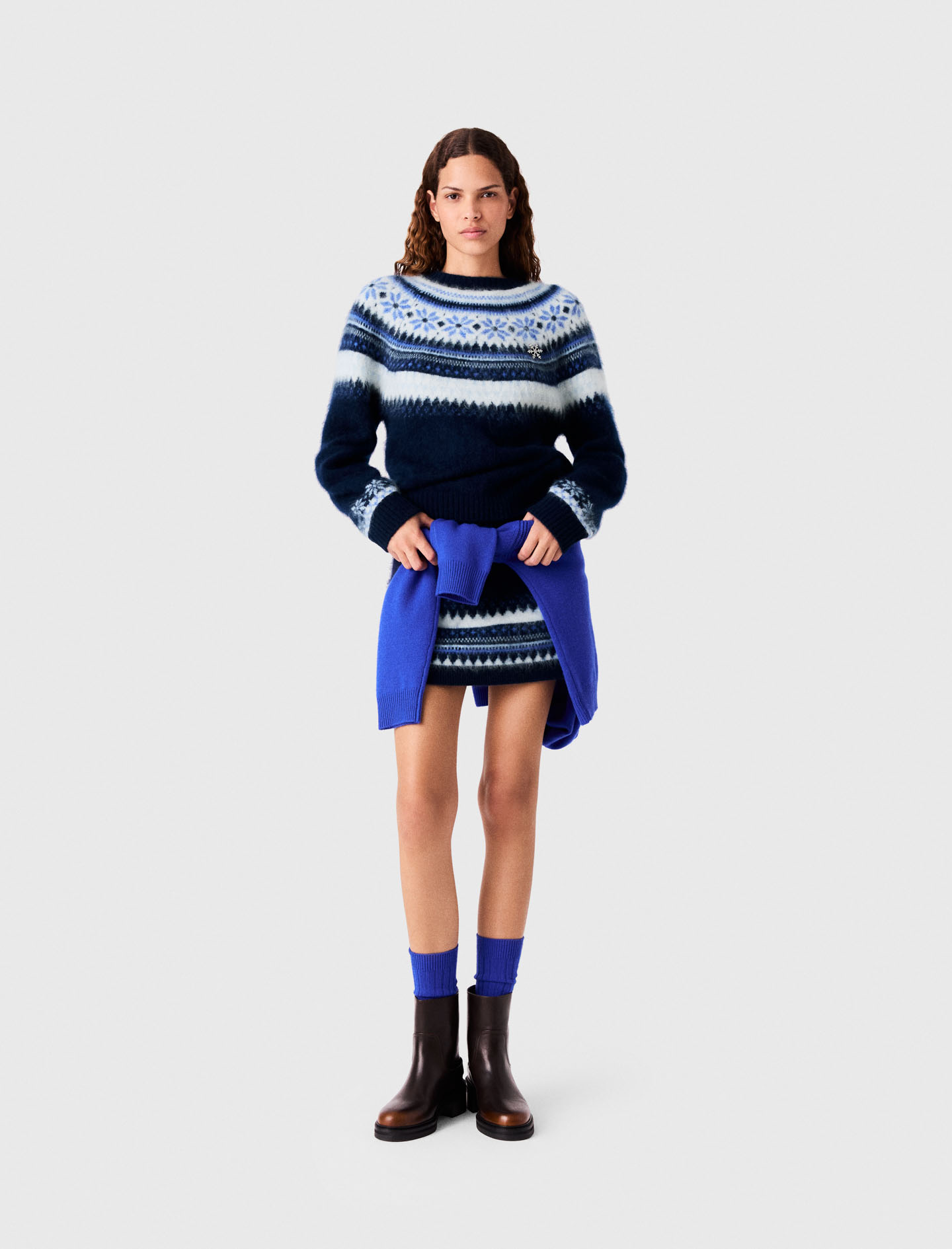 Pullover Aus Strickjacquard - Marineblau - Größe 32 - Maje