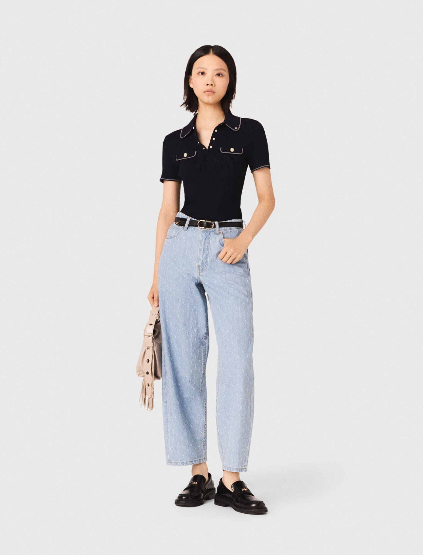 Kurzarm-poloshirt - Marineblau - Größe 32 - Maje