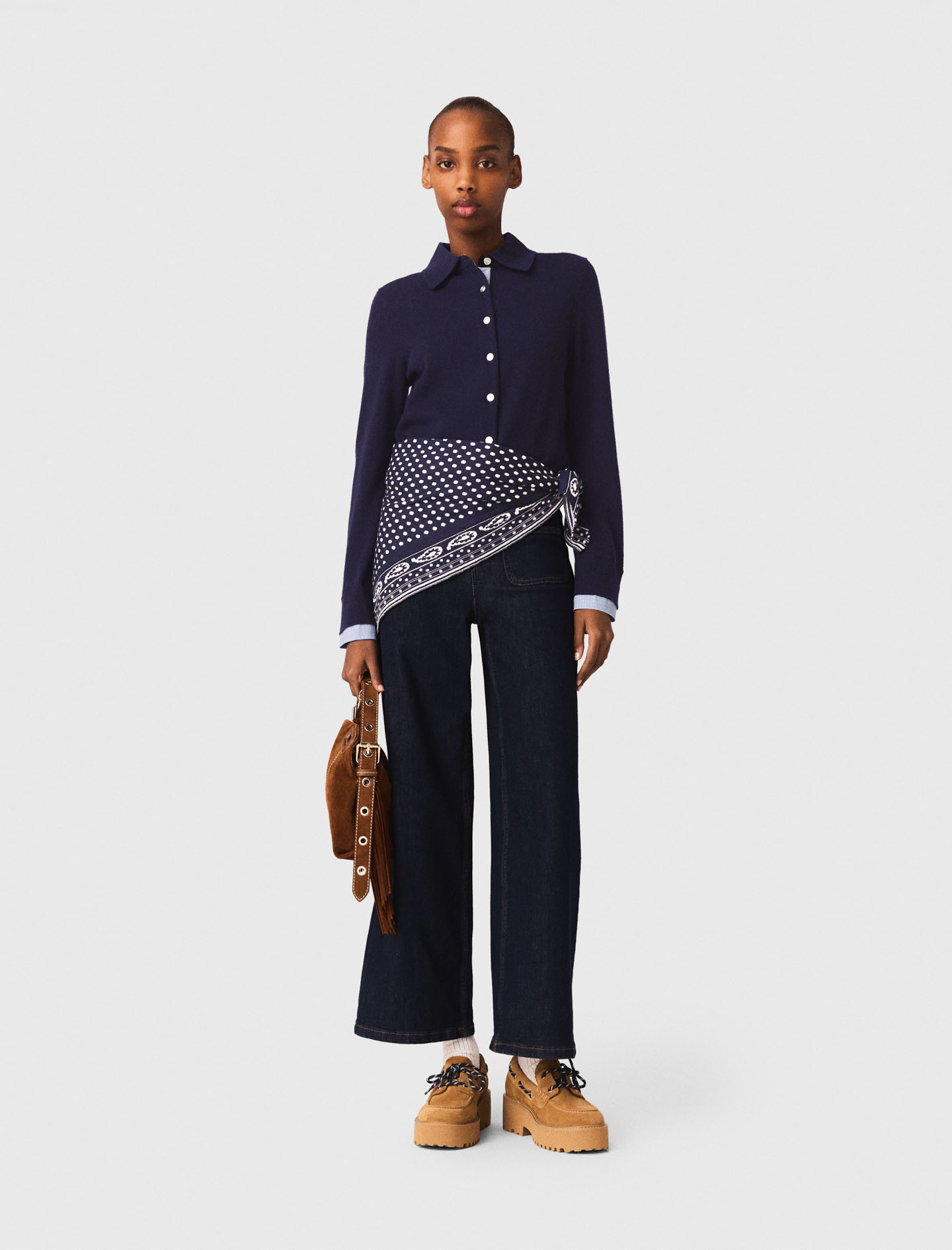 Polo-cardigan Mit Abnehm-teilen - Marineblau - Größe 36 - Maje