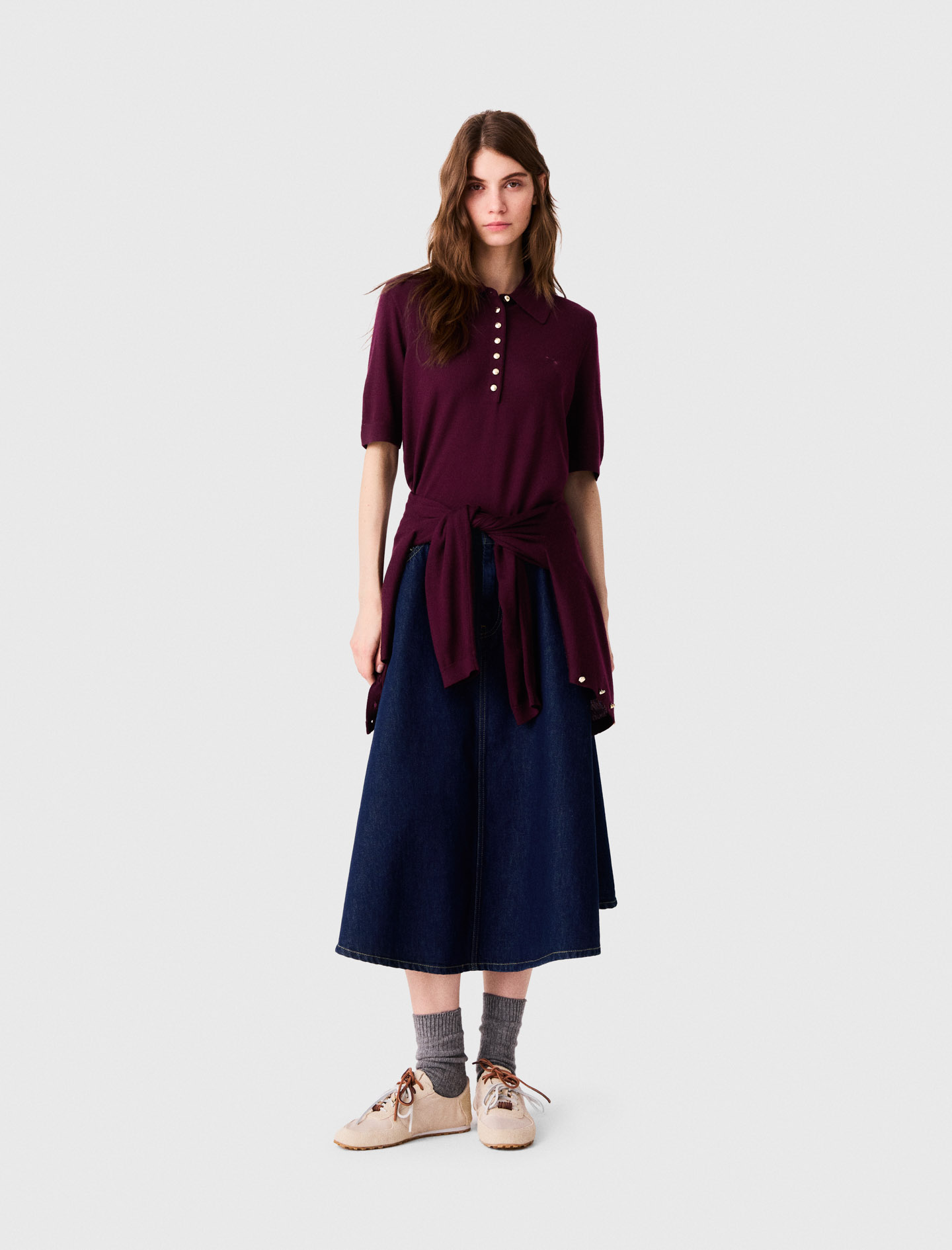 Pullover Mit Polokragen - Aubergine - Größe 36 - Maje