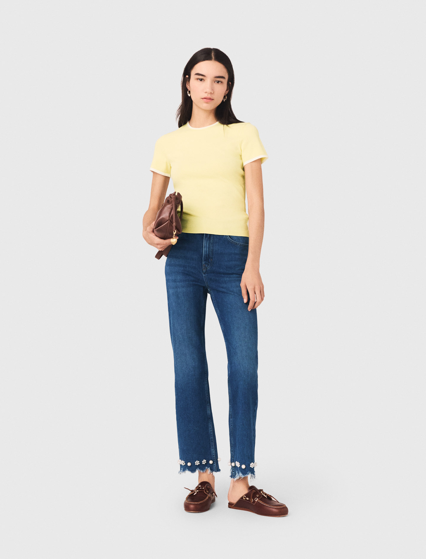 Bootcut-jeans Mit Perlen - Blau - Größe 38 - Maje