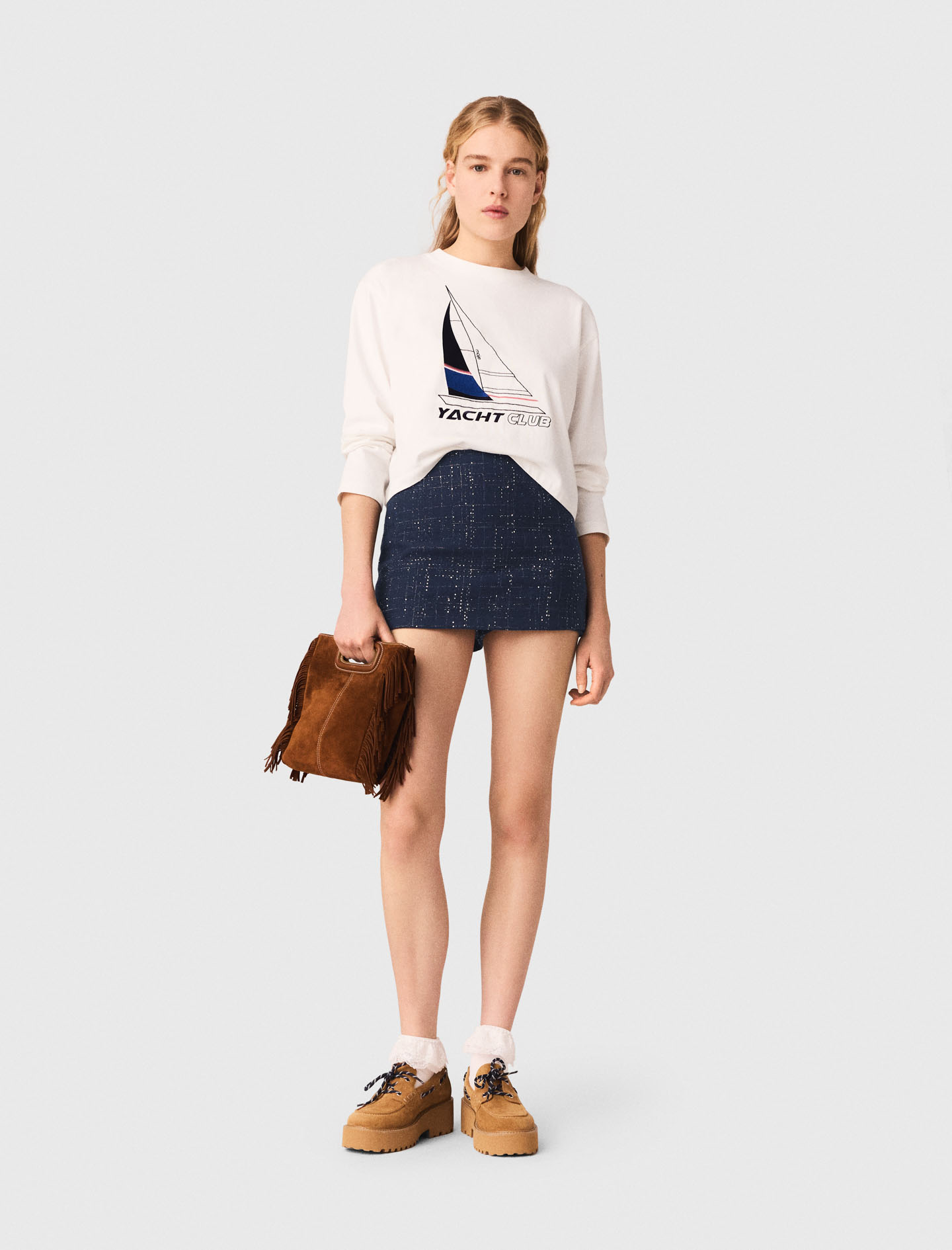 T-Shirt Mit Bootsaufdruck - Weiß - Größe 32 - Maje