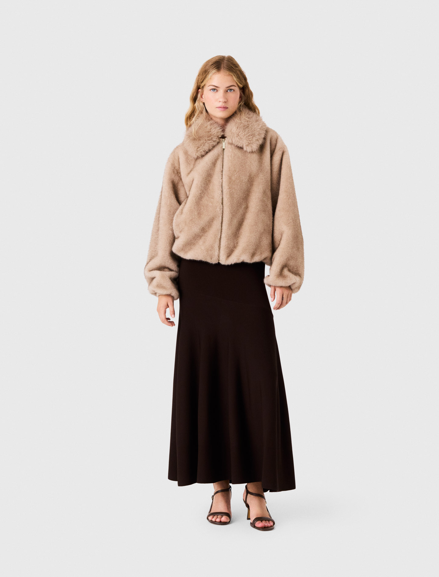 Kunstpelzblouson - Beige - Größe 40 - Maje