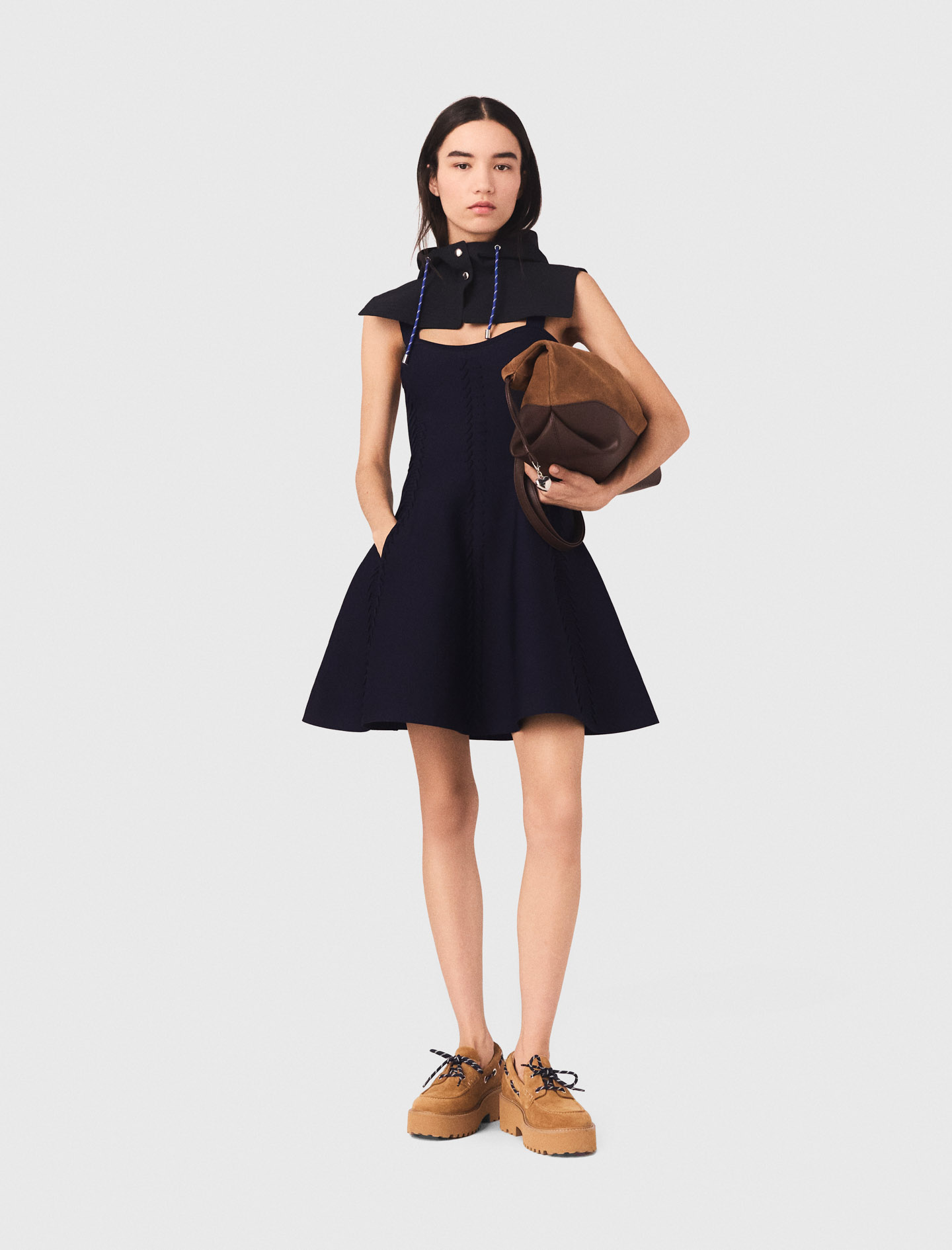 Kurzes Strick-skaterkleid - Marineblau - Größe 34 - Maje