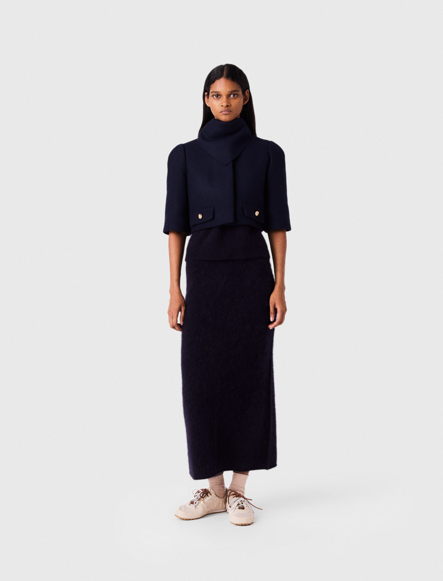 Kurze Wolljacke - Marineblau - Größe 36 - Maje