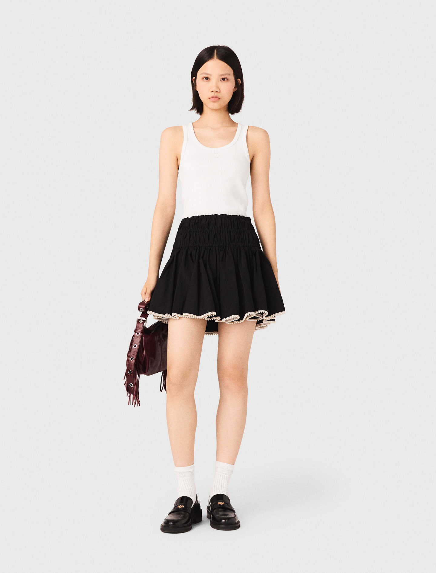 Geripptes Tanktop - Weiß - Größe 34 - Maje