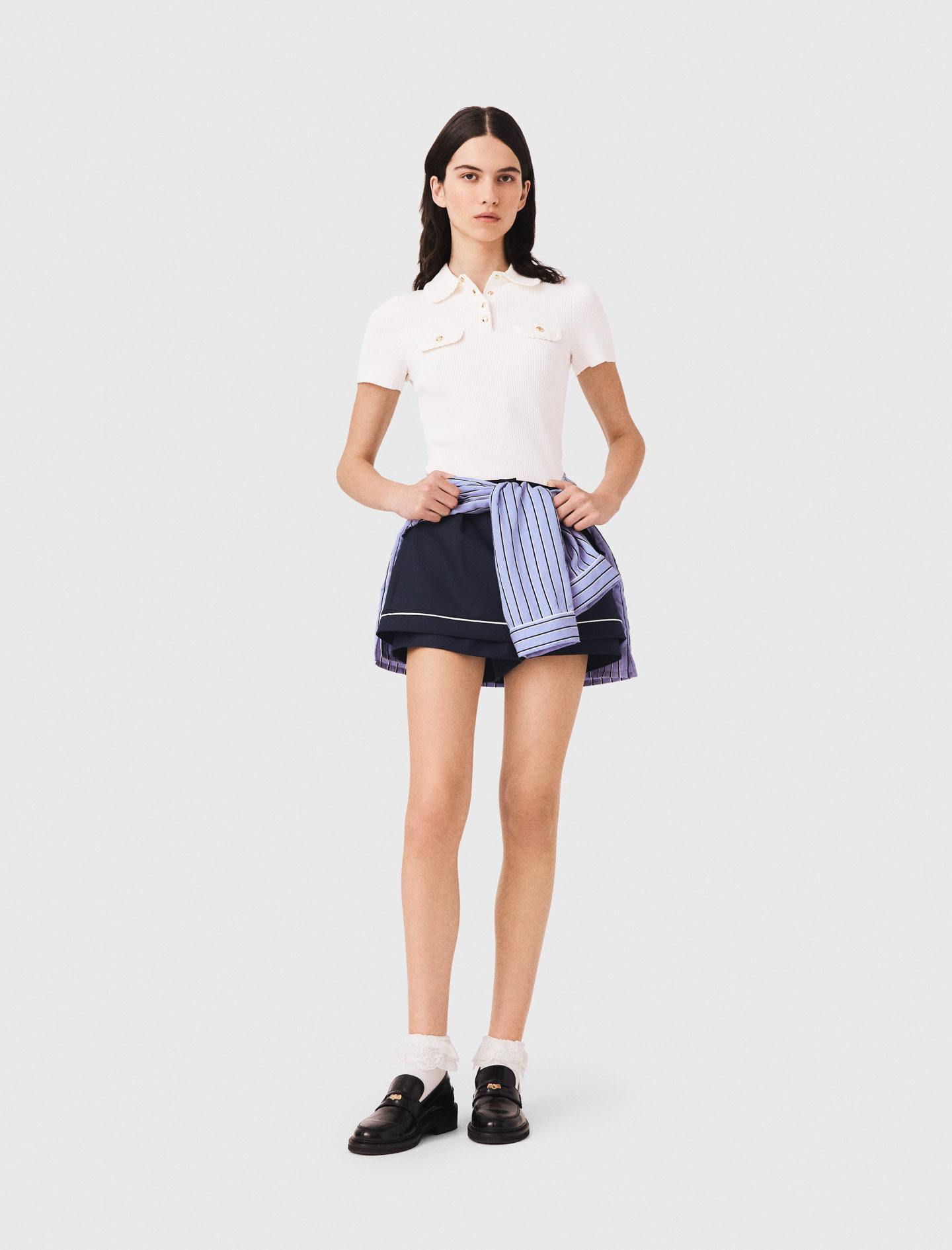 Kurzarm-poloshirt Mit Taschen - Ecru - Größe 34 - Maje