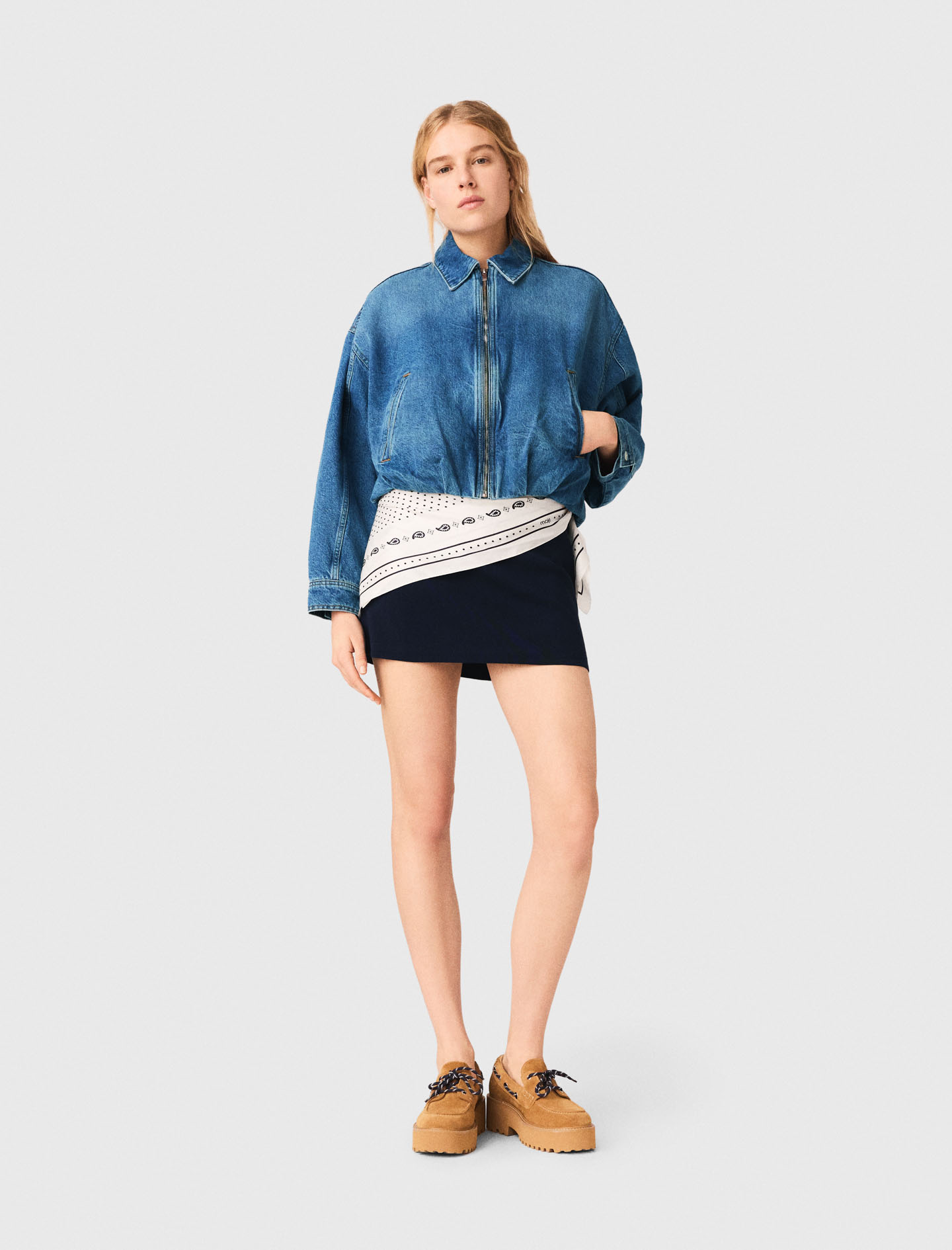 Denim-bomberjacke - Blau - Größe 34 - Maje