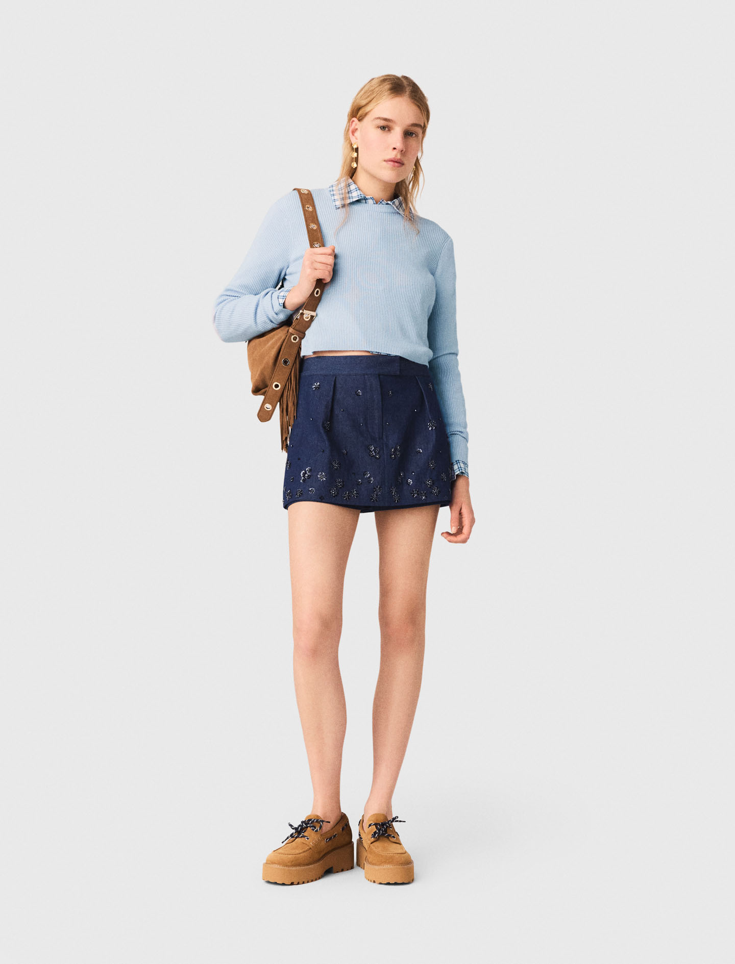 Pullover Mit Schmuckknöpfen Hinten - Blau - Größe 34 - Maje