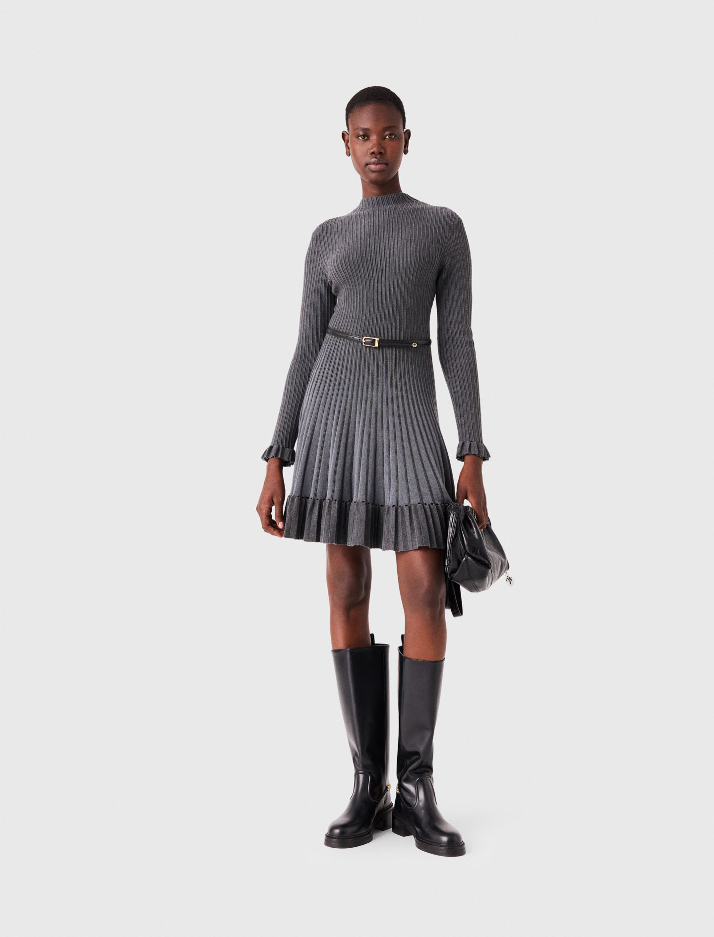 Kurzes Strickkleid Mit Farbverlauf - Grau - Größe 36 - Maje