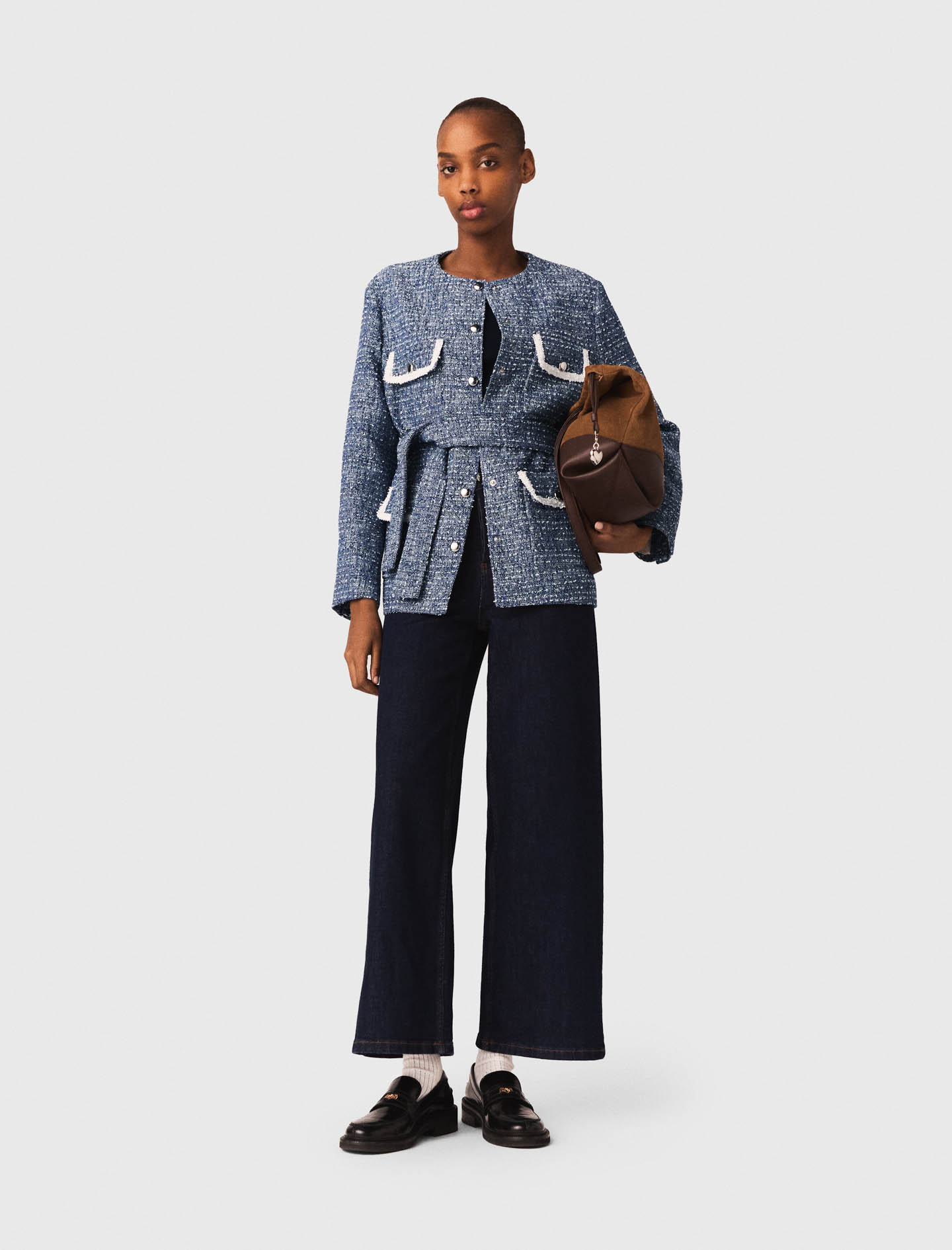 Tweed-jacke Mit 4 Taschen - Blau - Größe 32 - Maje